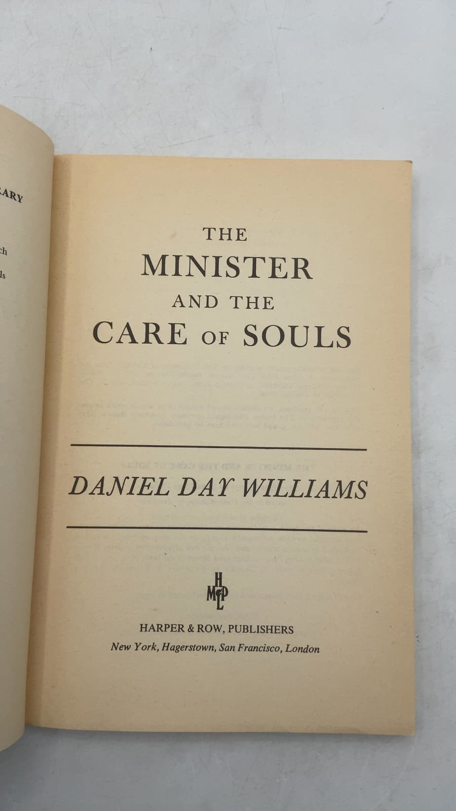 The Minister and the Care of Souls by Daniel Day Williams - title page