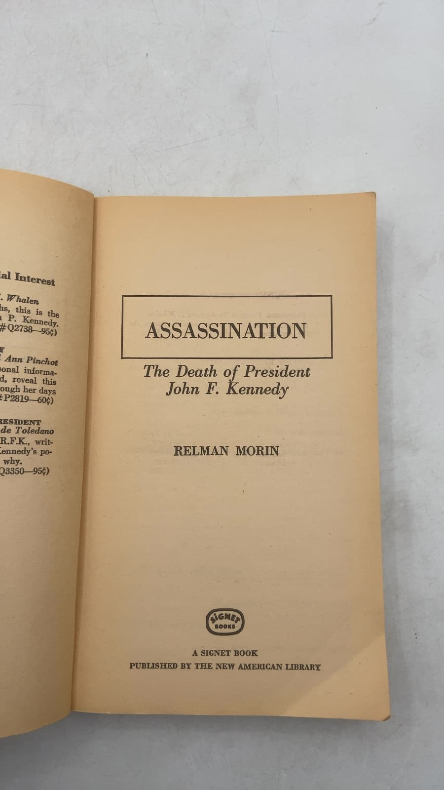 Assassination: The Death of President John F. Kennedy by Relman Morin - title page