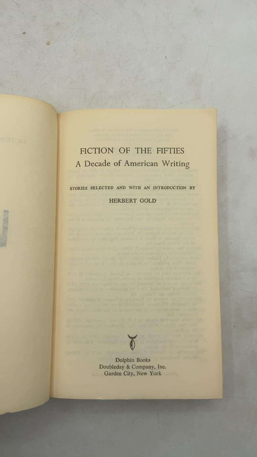 Fiction of the Fifties: A Decade of American Writing by Herbert Gold - title page