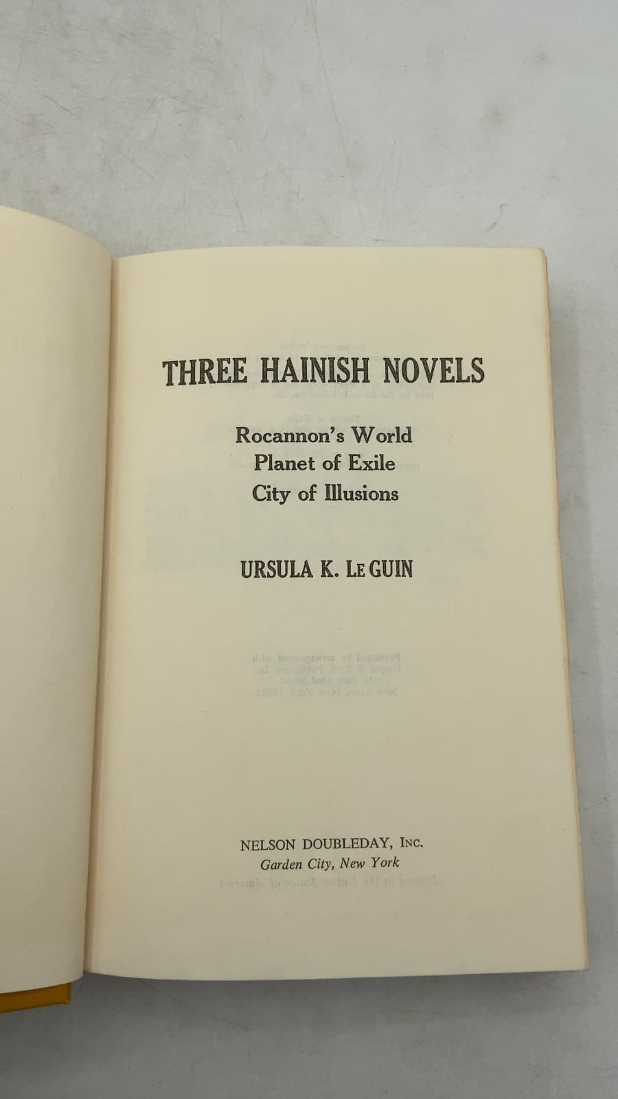 Three Hainish Novels by Ursula K. Le Guin - title page