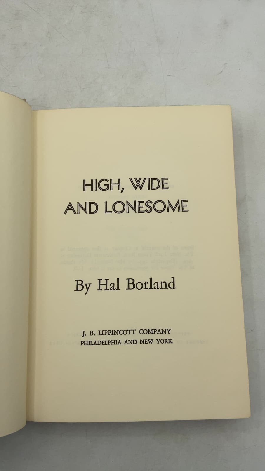 High, Wide and Lonesome by Hal Borland - title page