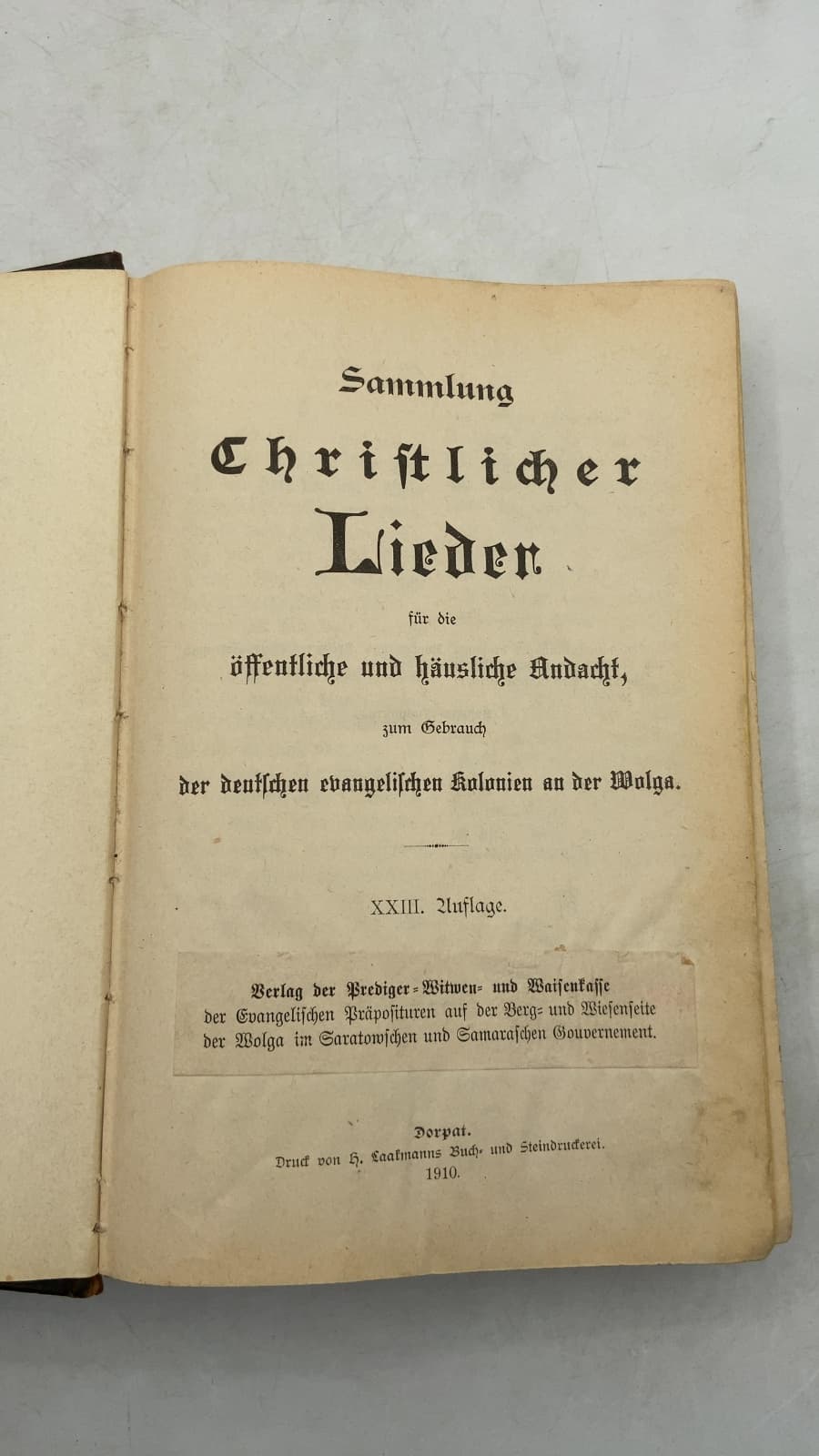 Sammlung Christlicher Lieder für die öffentliche und häusliche Andacht - title page
