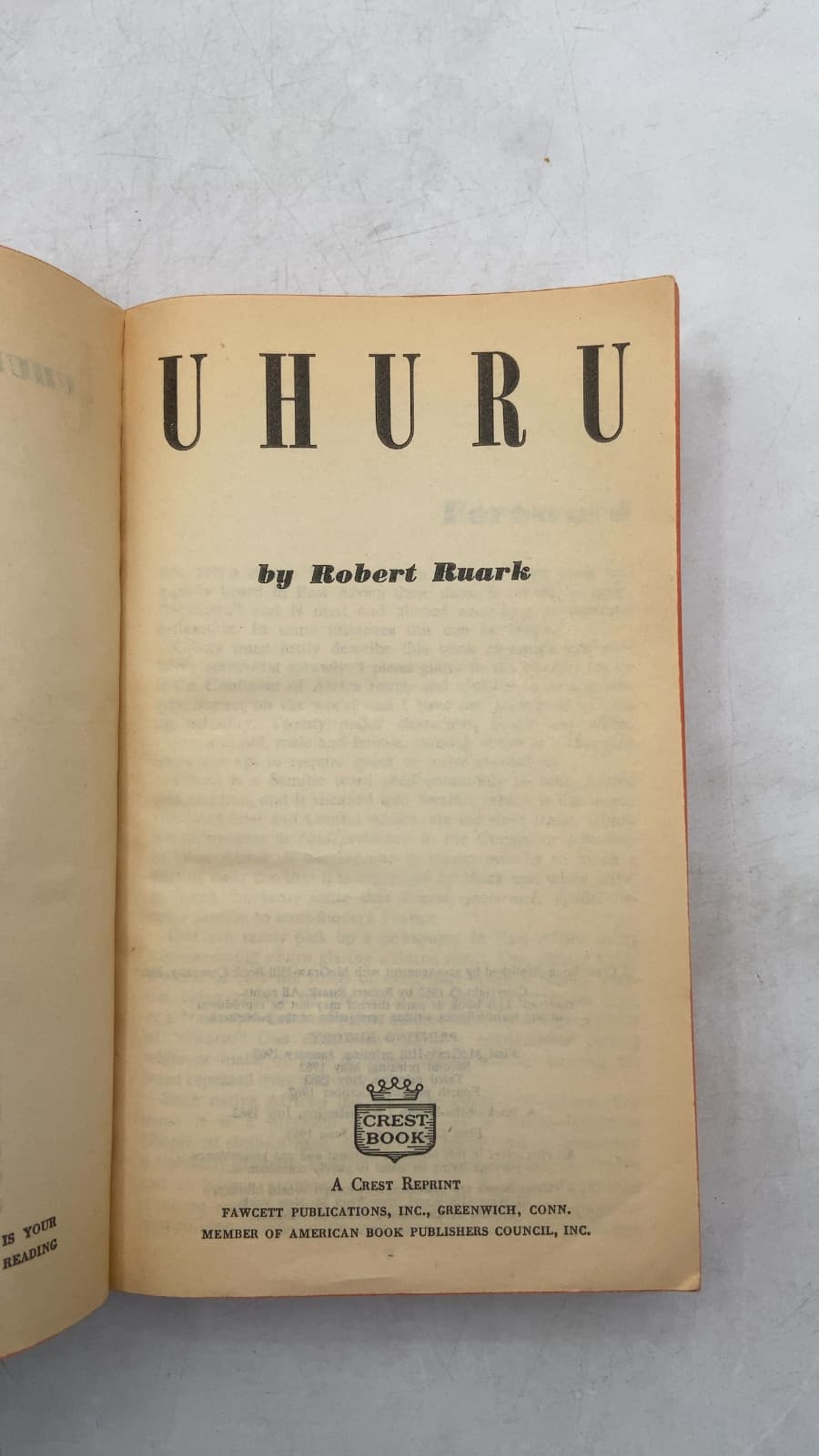 Uhuru by Robert Ruark - title page