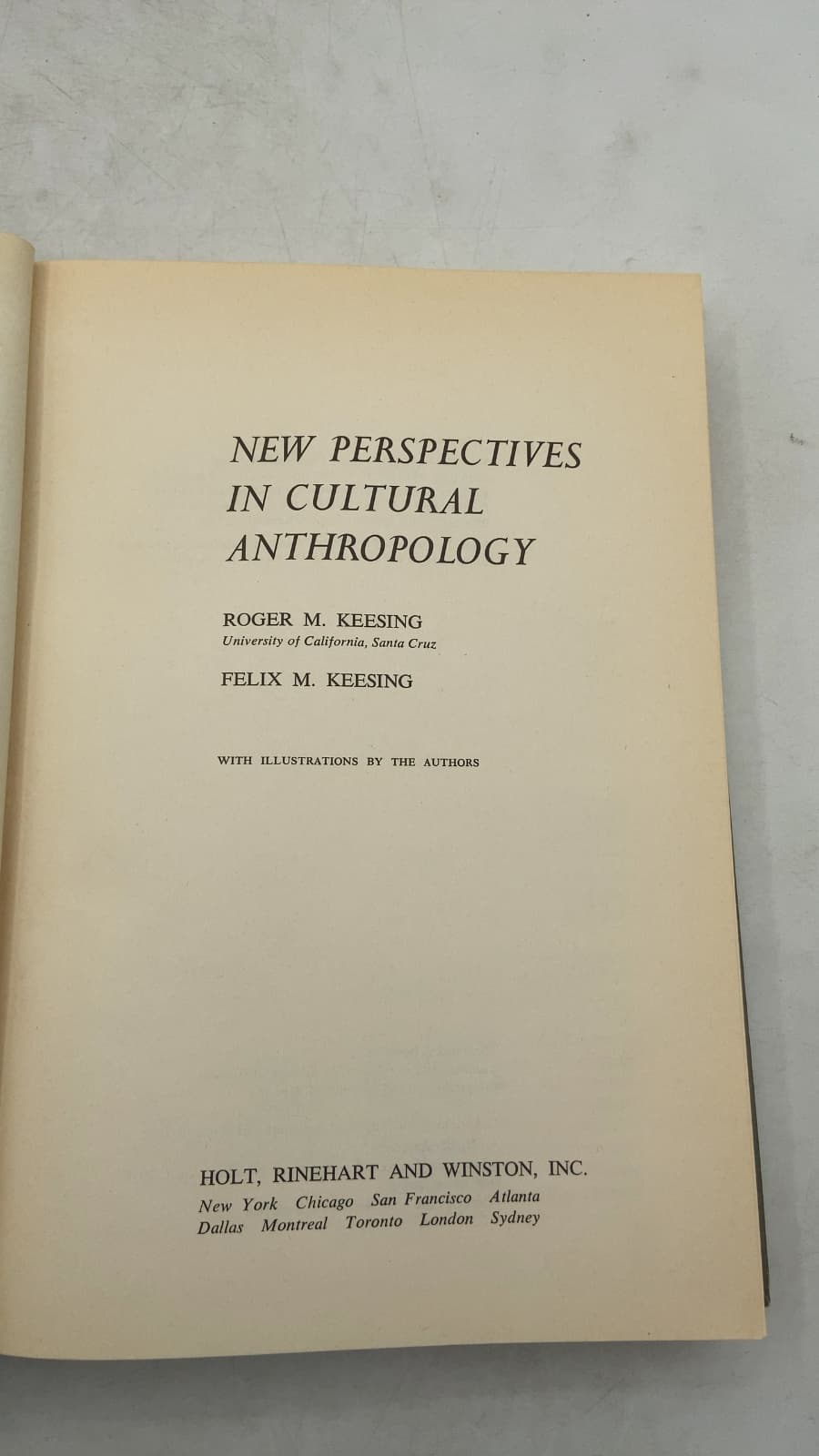 New Perspectives in Cultural Anthropology by Roger M. Keesing and Felix M. Keesing - title page