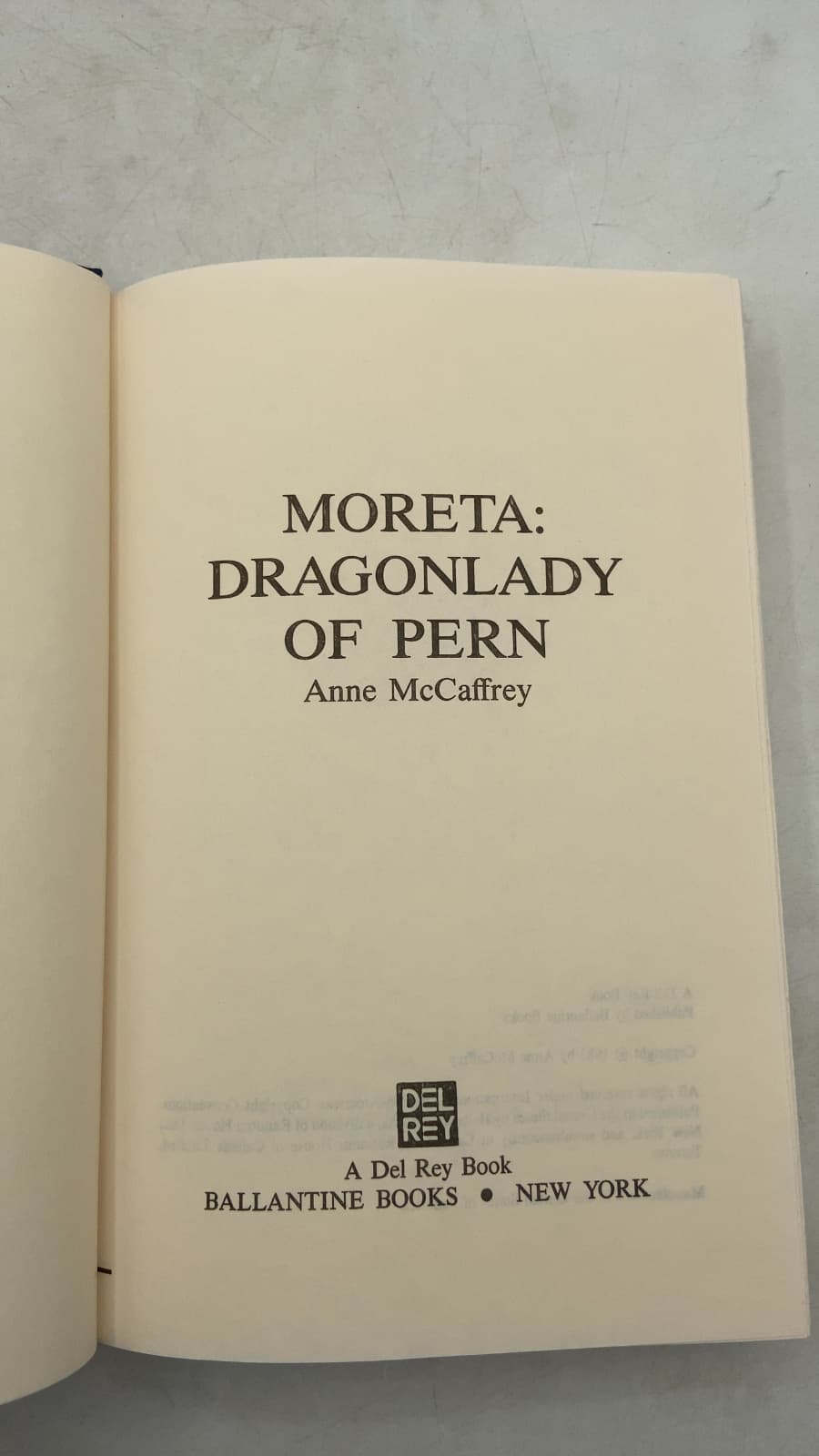Moreta: Dragonlady of Pern by Anne McCaffrey - title page