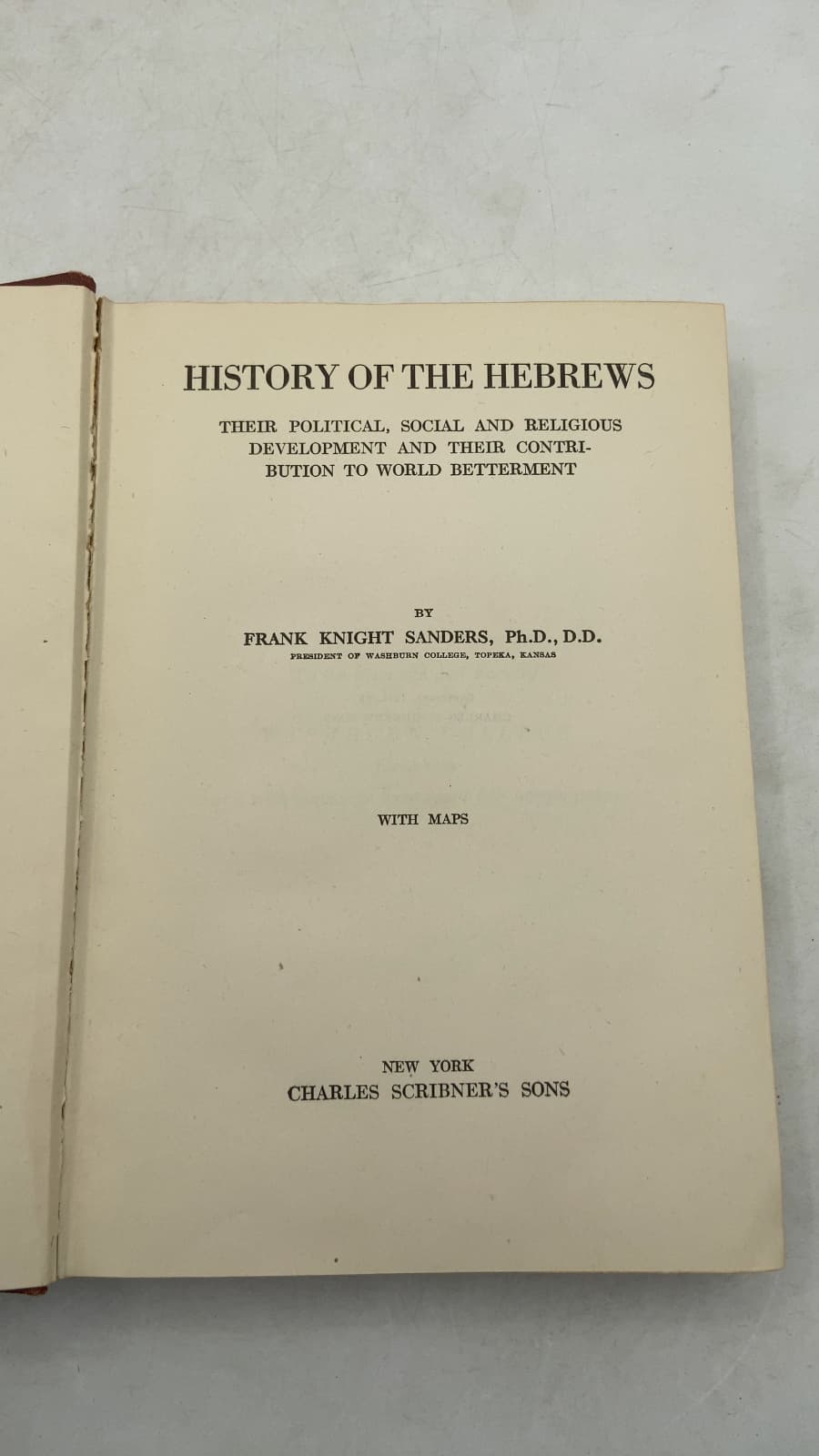History of the Hebrews by Frank Knight Sanders - title page