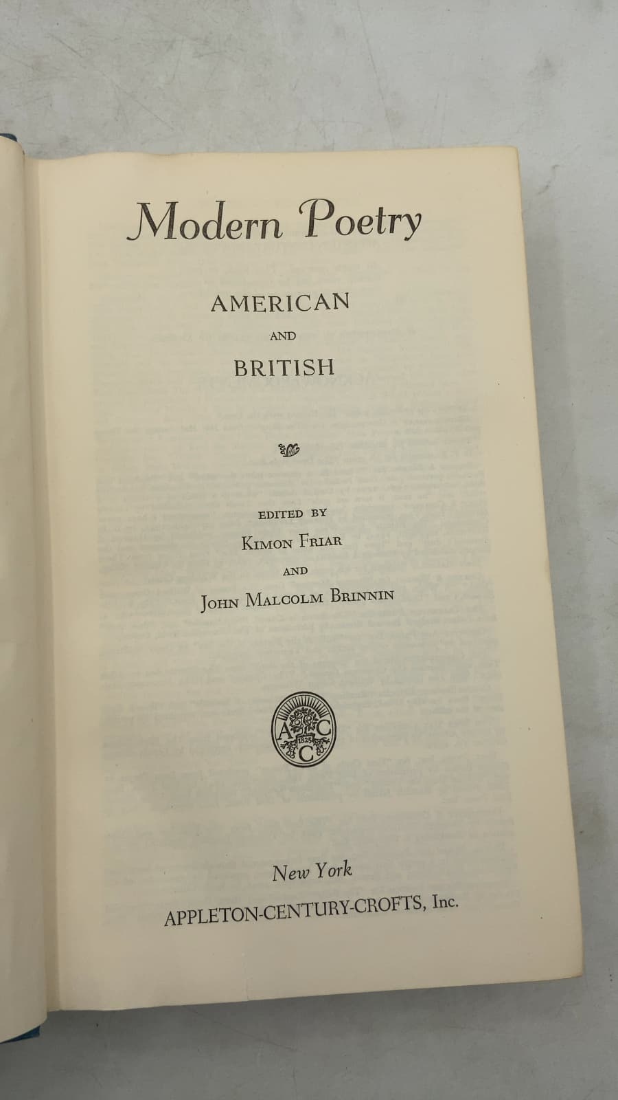 Modern Poetry: American and British by Kimon Friar and John Malcolm Brinnin (Editors) - title page