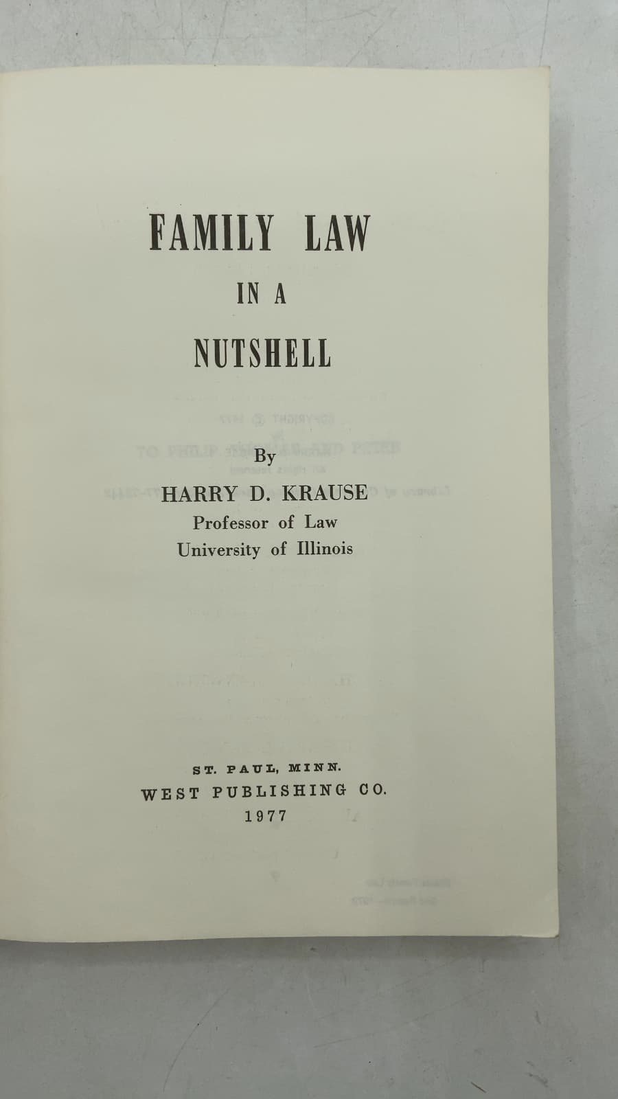 Family Law in a Nutshell by Harry D. Krause - title page