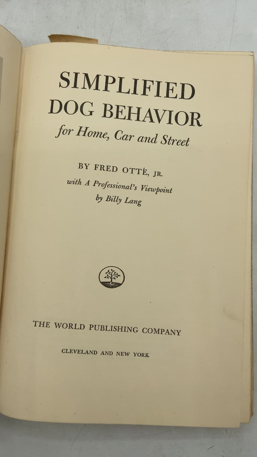 Simplified Dog Behavior for Home, Car and Street by Fred Otté, Jr. - title page