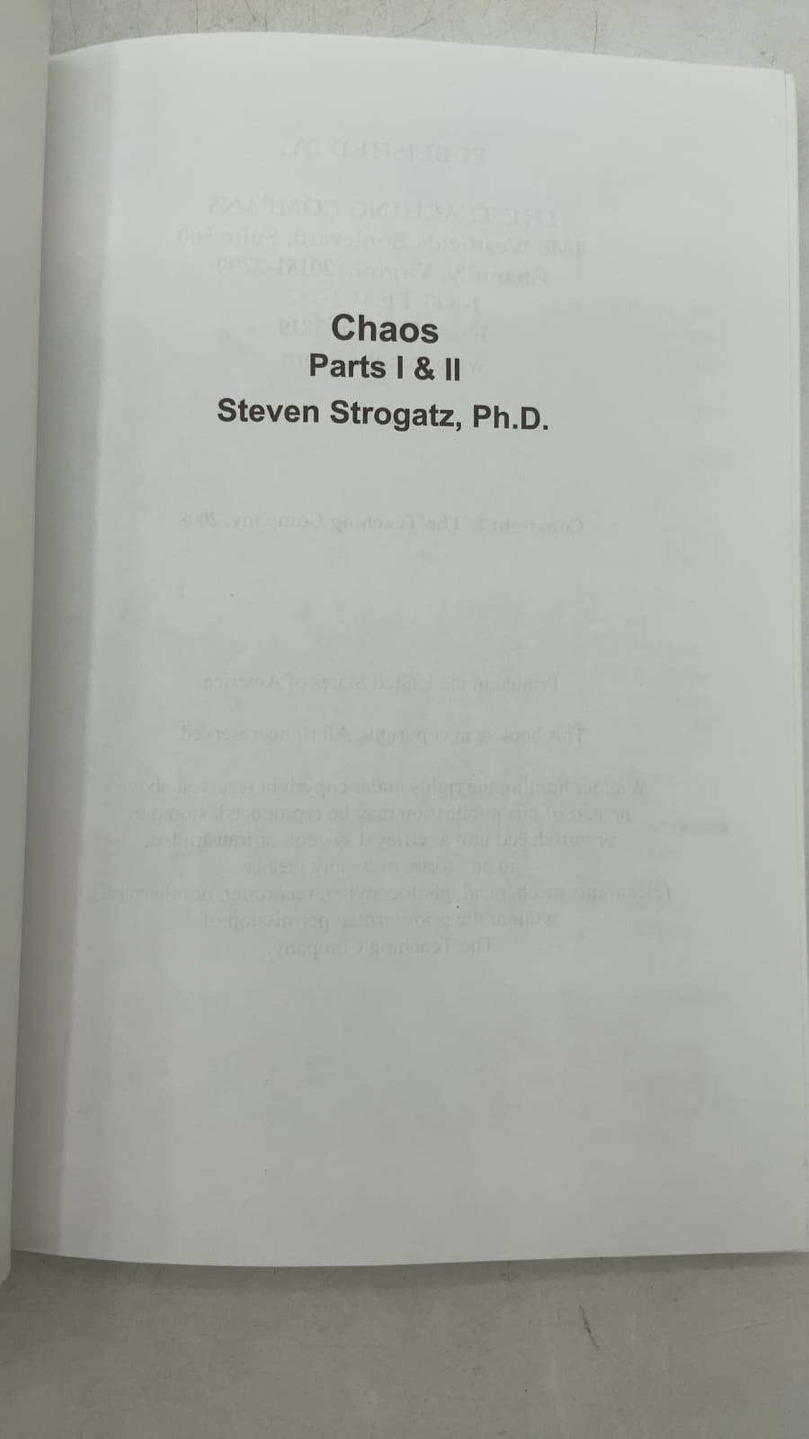 Chaos: Parts I & II Course Guidebook by Steven Strogatz, Ph.D. - title page