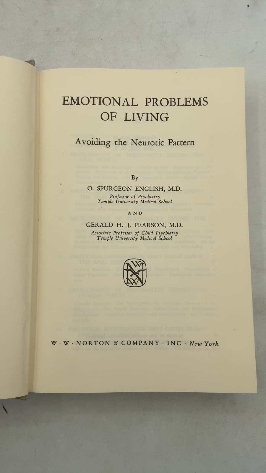 Emotional Problems of Living: Avoiding the Neurotic Pattern by O. Spurgeon English, M.D. and Gerald H. J. Pearson, M.D. - title page