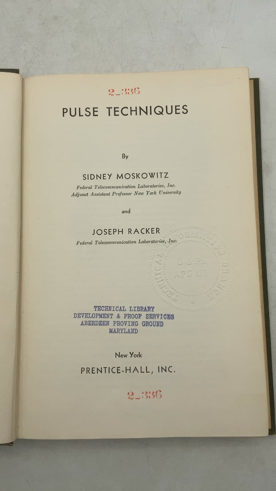 Pulse Techniques by Sidney Moskowitz and Joseph Racker - title page