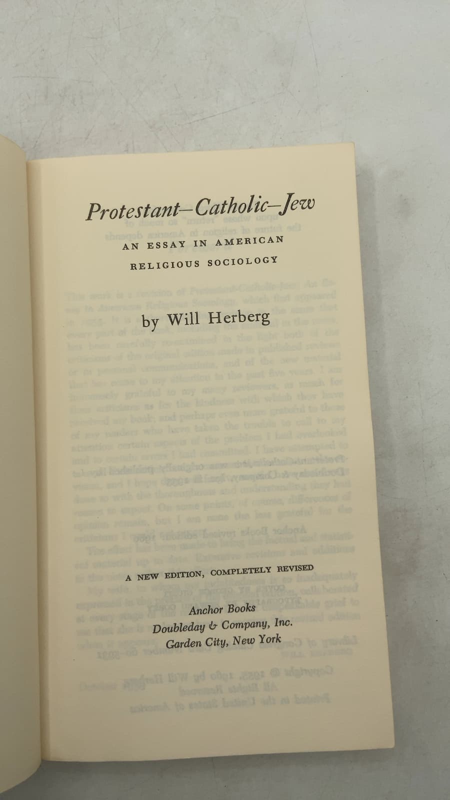 Protestant-Catholic-Jew: An Essay in American Religious Sociology by Will Herberg - title page