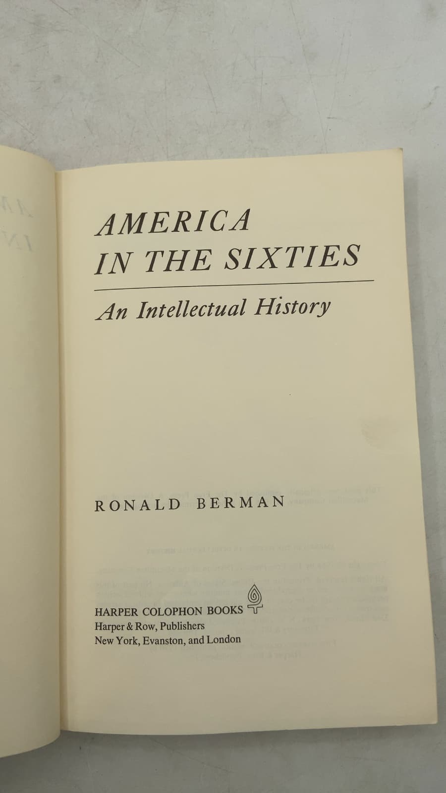 America in the Sixties: An Intellectual History by Ronald Berman - title page