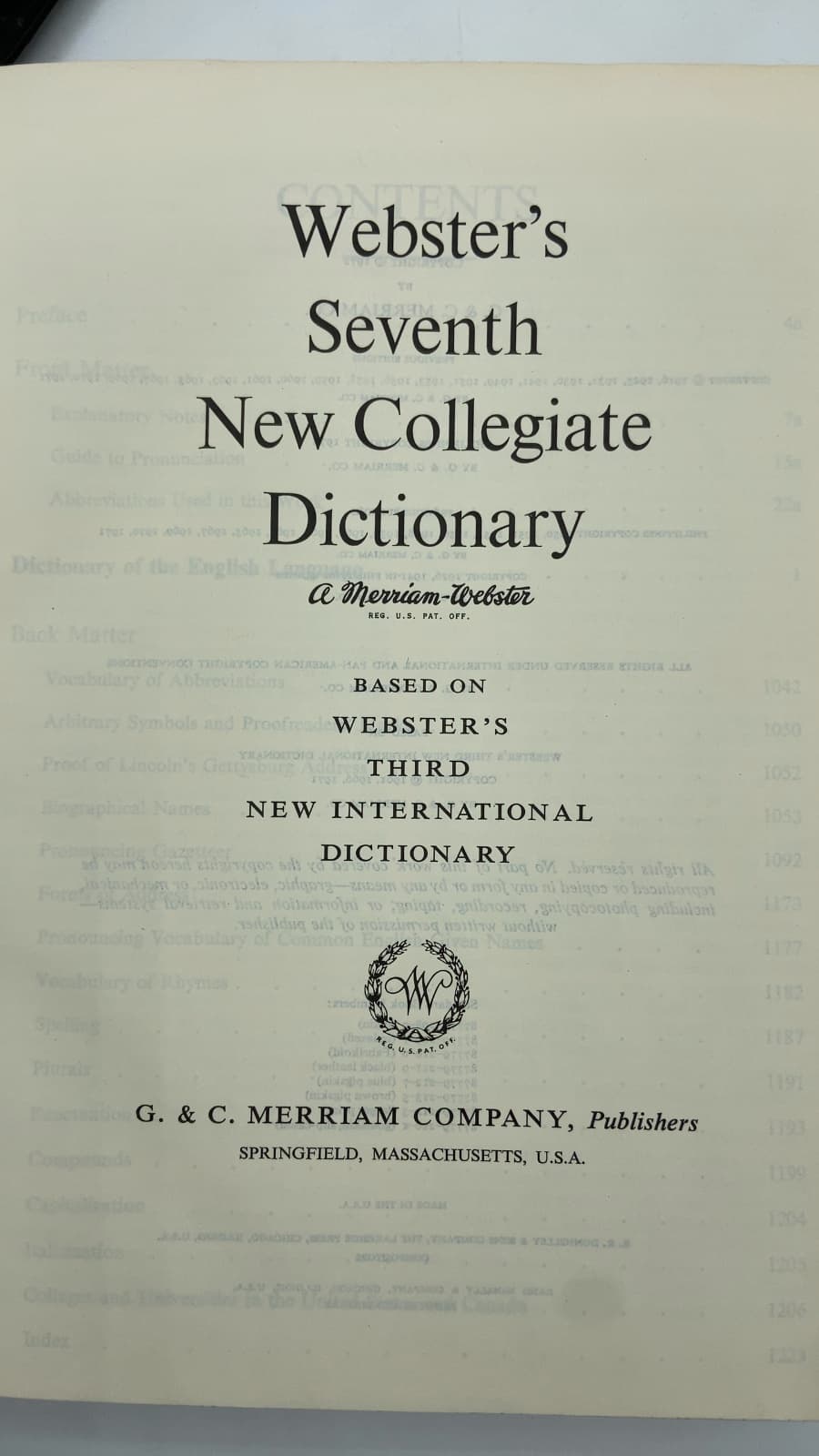 Webster's Seventh New Collegiate Dictionary - title page