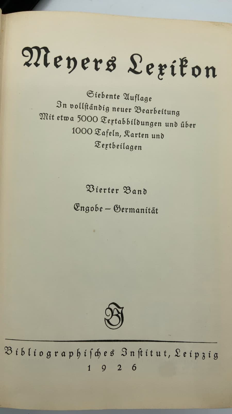 Meyers Lexikon, Vierter Band: Engobe – Germanität (Siebente Auflage) - title page