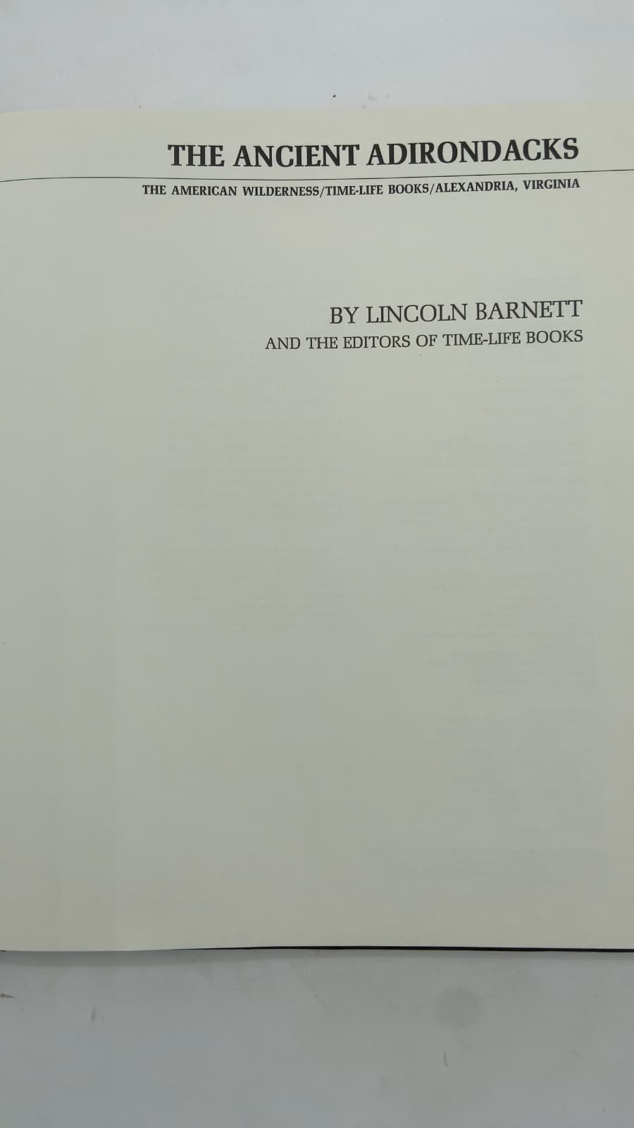The Ancient Adirondacks by Lincoln Barnett - title page