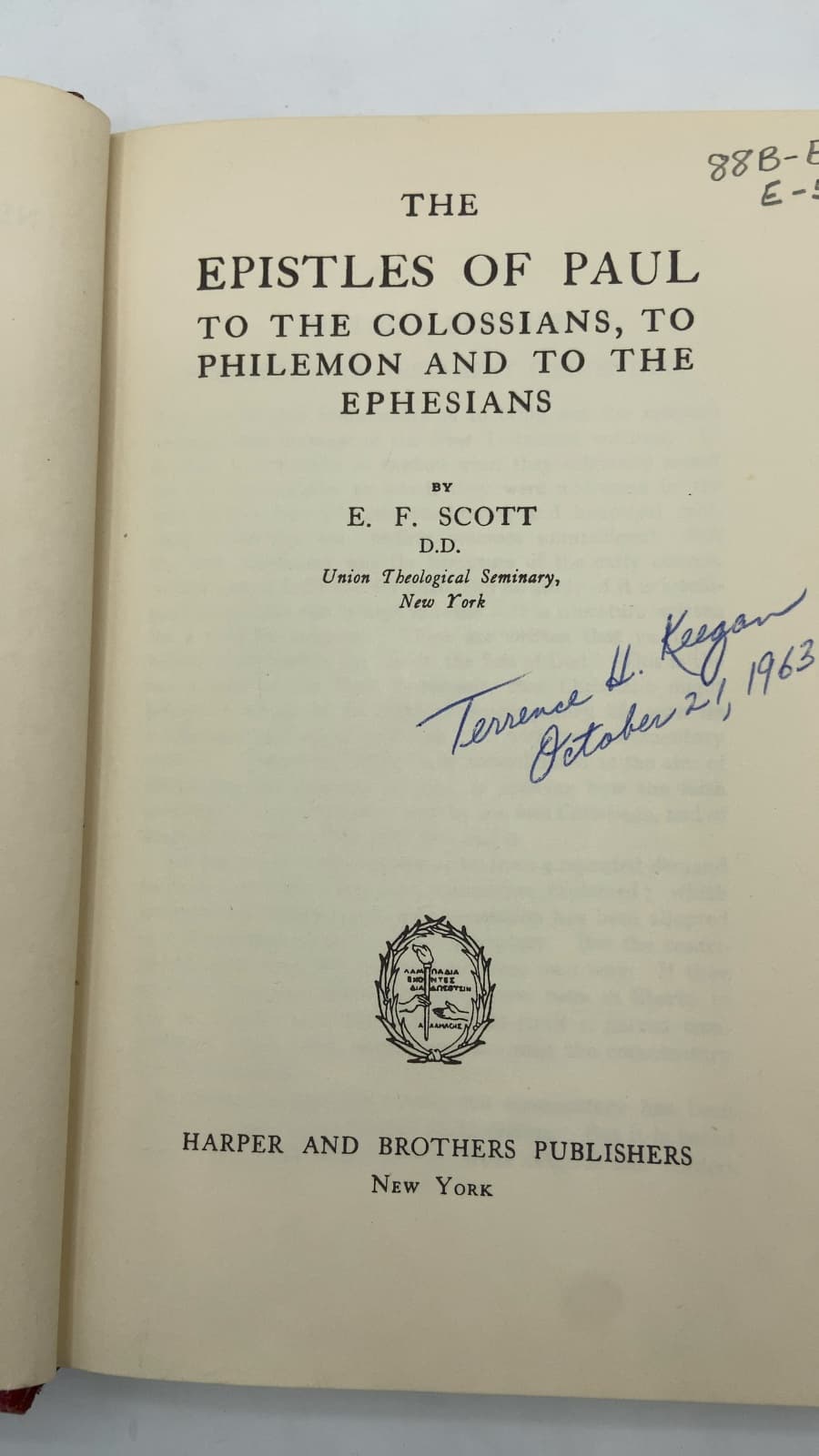 The Epistles of Paul to the Colossians, to Philemon and to the Ephesians by E. F. Scott - title page