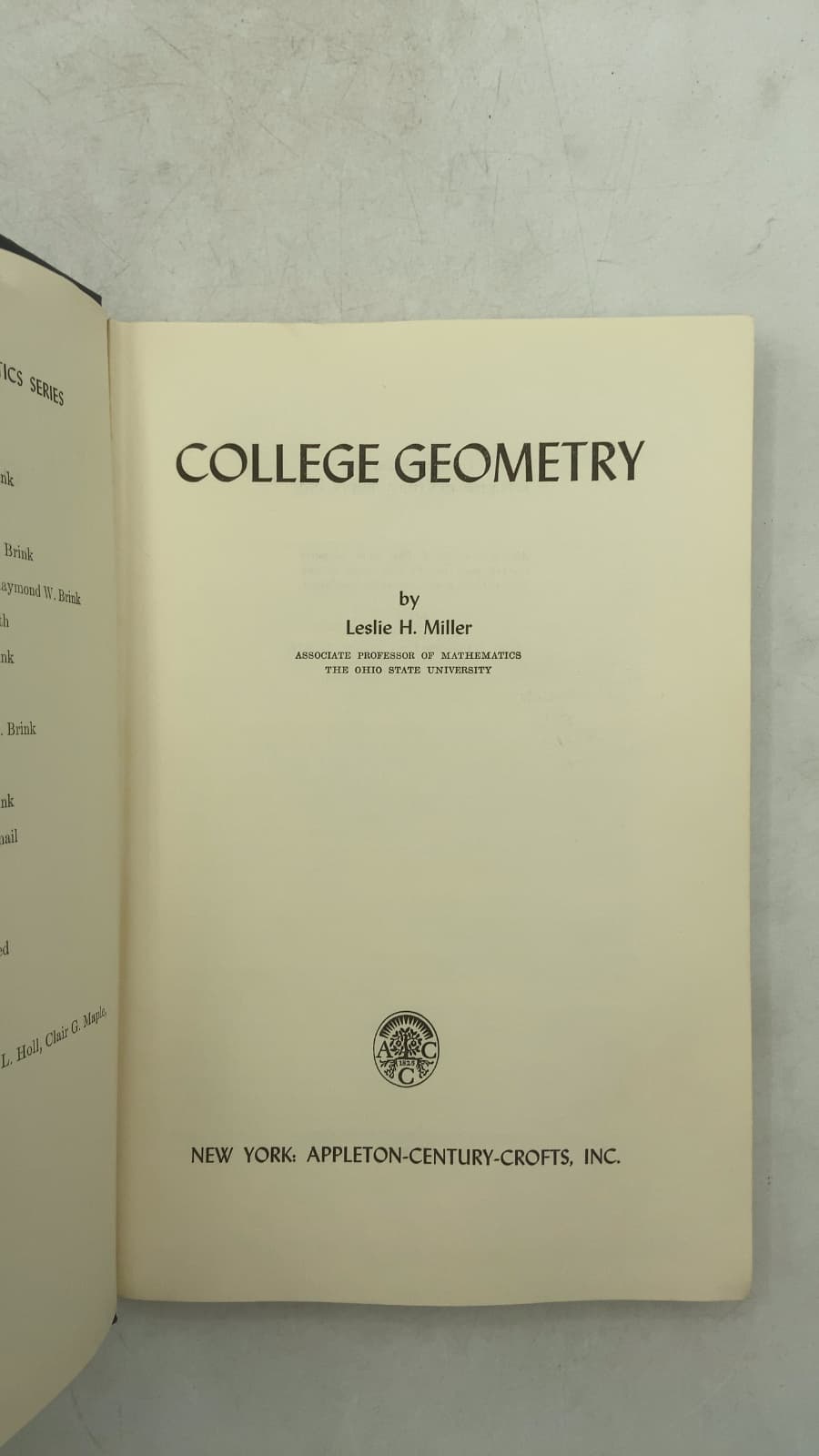 College Geometry by Leslie H. Miller - title page