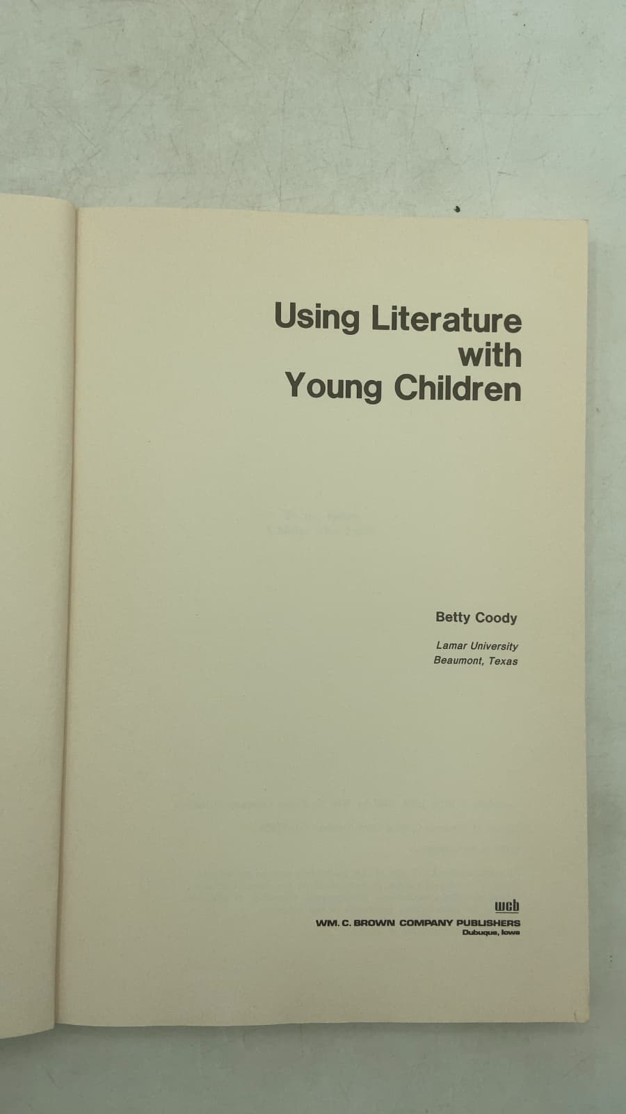 Using Literature With Young Children by Betty Coody - title page