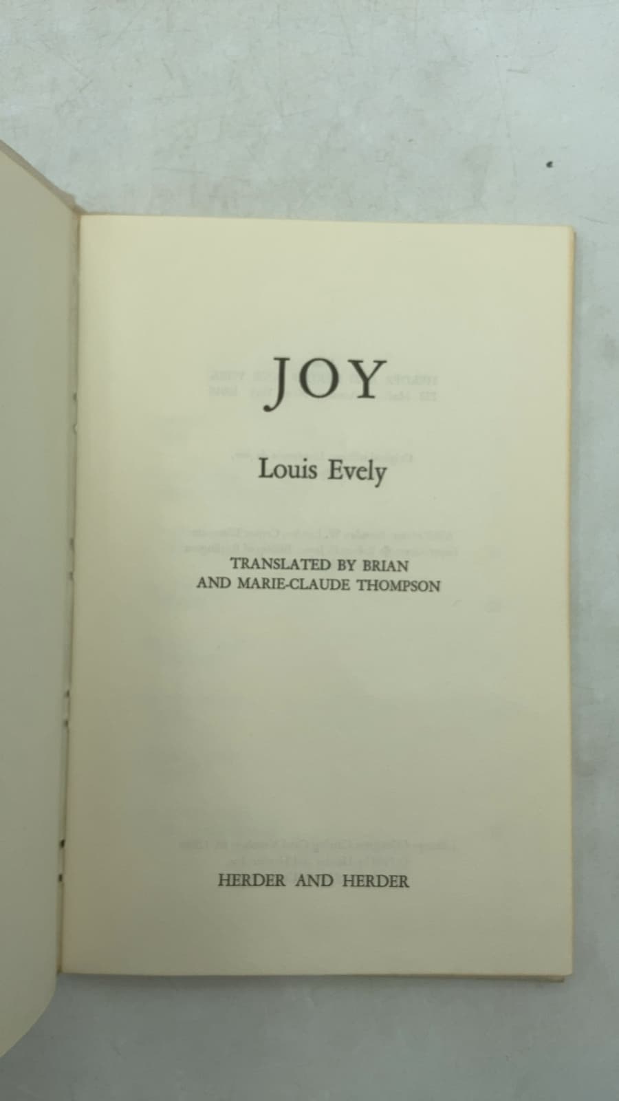 Joy by Louis Evely - title page
