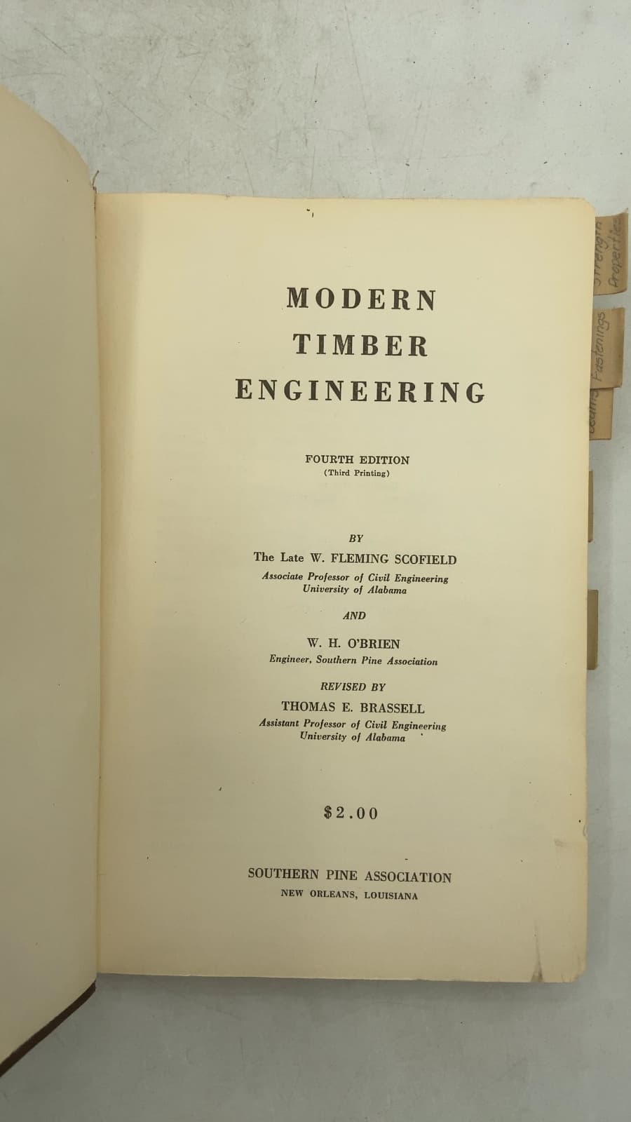 Modern Timber Engineering by W. Fleming Scofield and W. H. O'Brien - title page