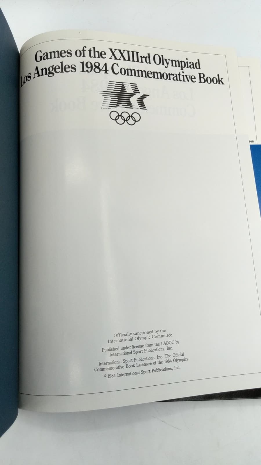 Games of the XXIIIrd Olympiad Los Angeles 1984 Commemorative Book - title page