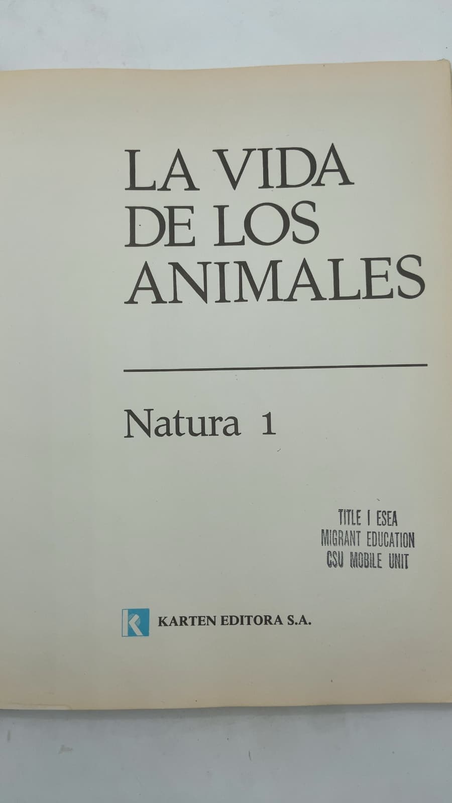 La Vida de los Animales (Natura 1) by F. Rahola (Proyecto) - title page
