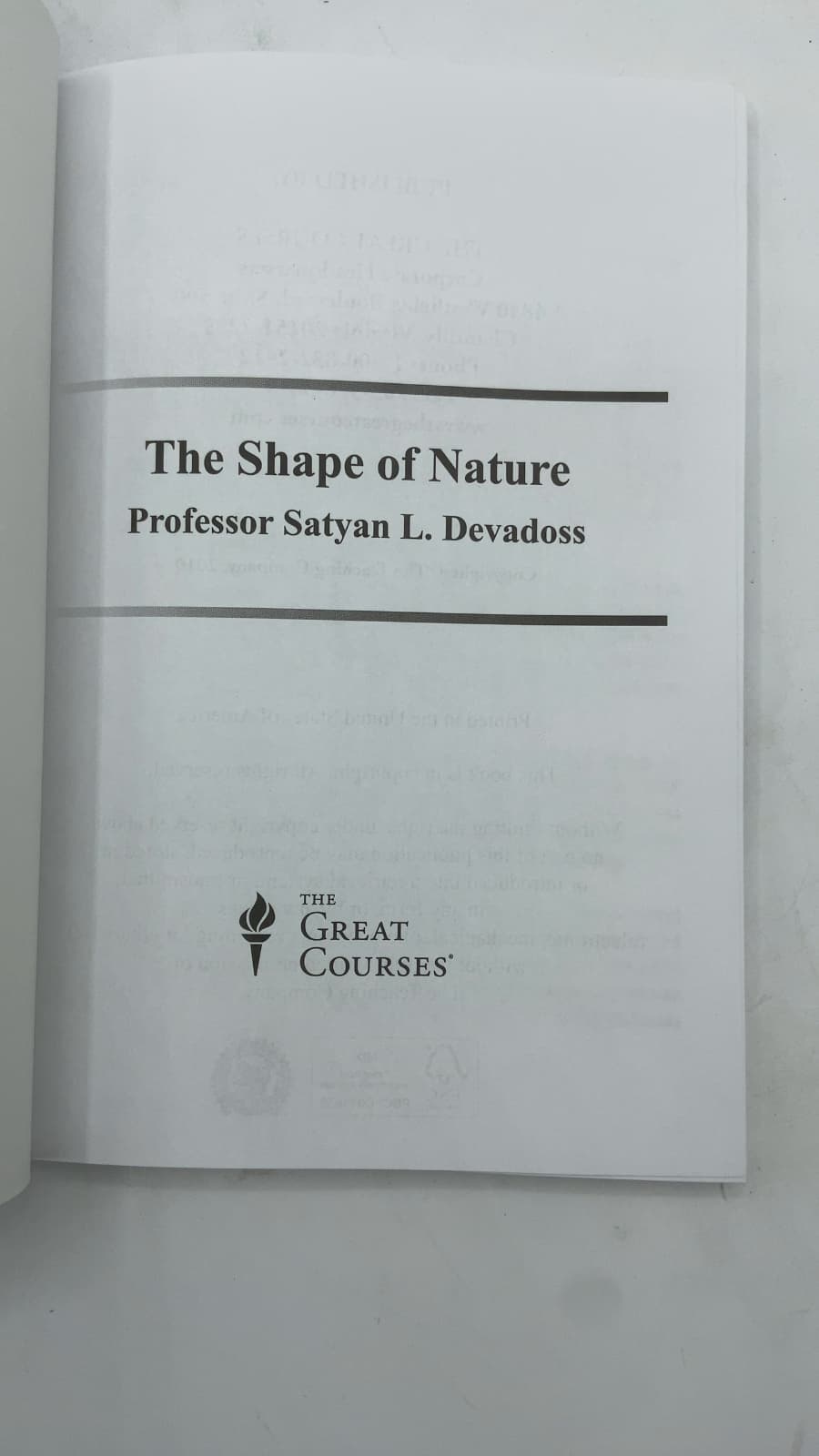 The Shape of Nature: Course Guidebook by Professor Satyan L. Devadoss - title page