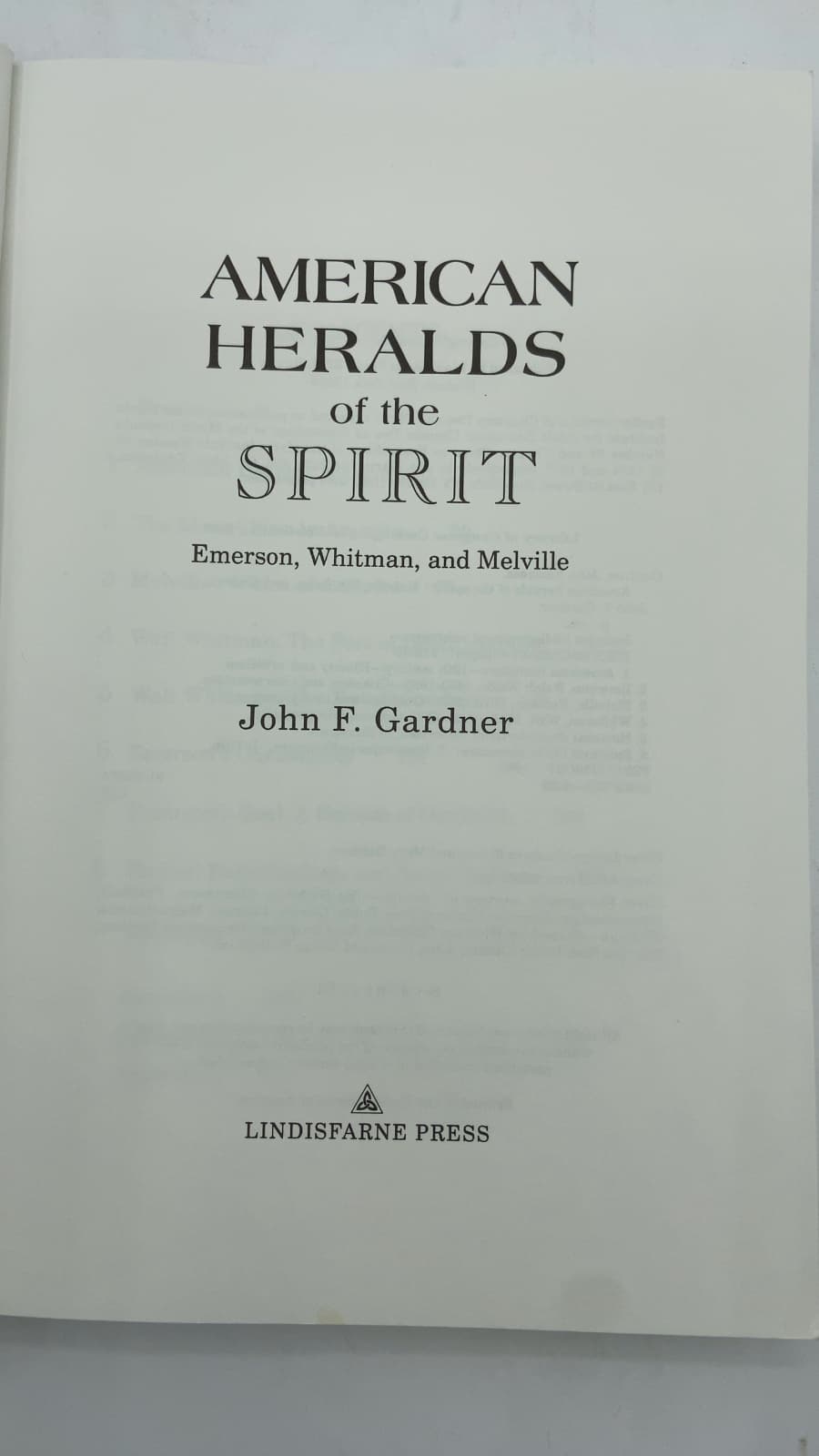 American Heralds of the Spirit: Emerson, Whitman, and Melville by John Fentress Gardner - title page