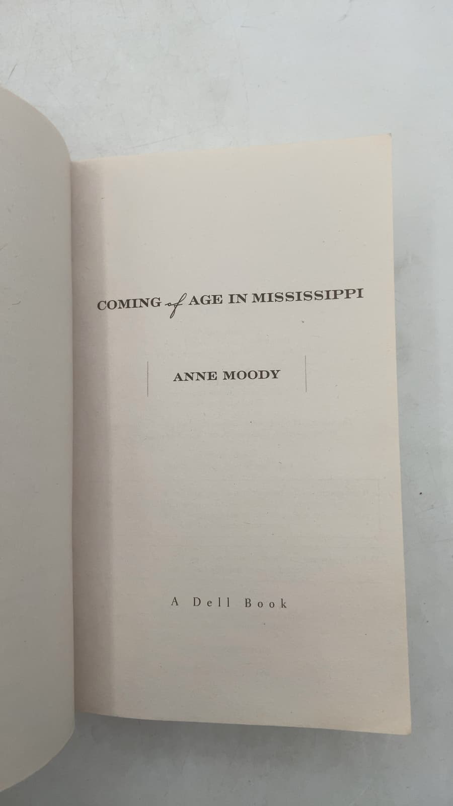 Coming of Age in Mississippi by Anne Moody - title page