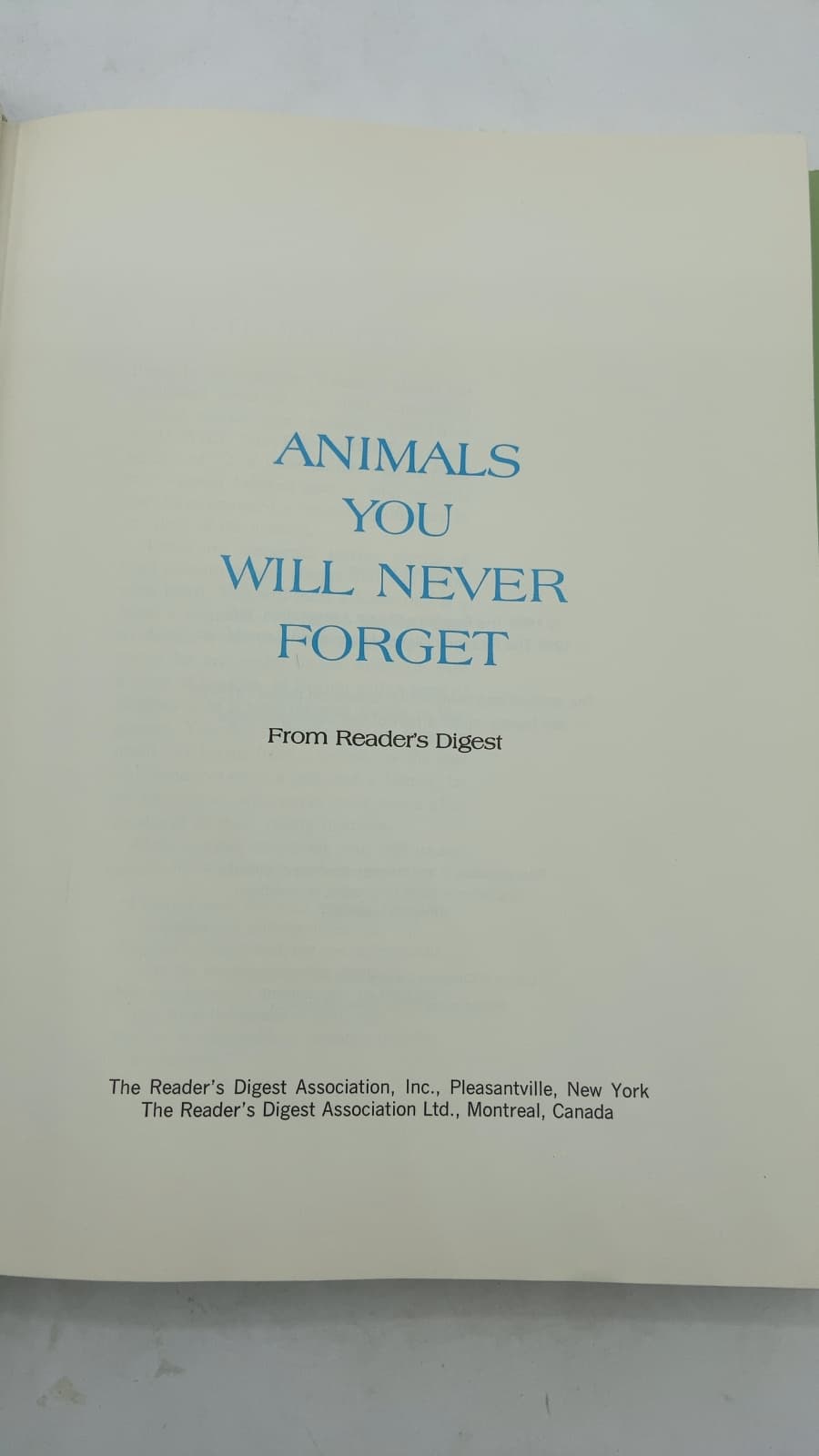 Animals You Will Never Forget by Reader's Digest - title page