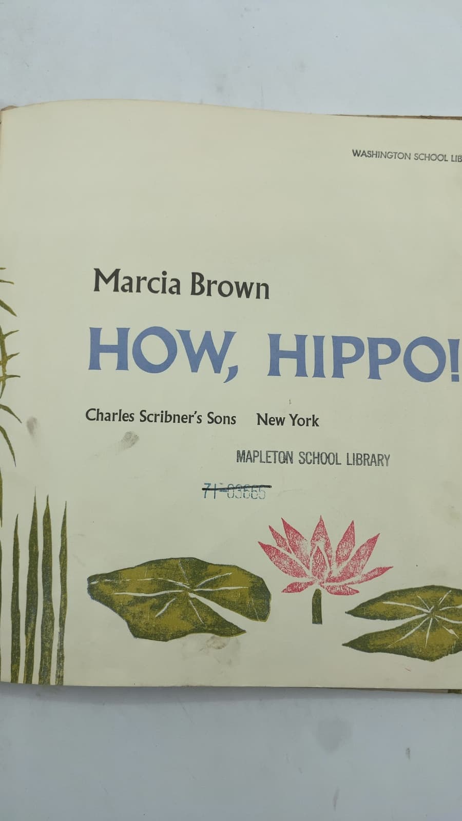 How, Hippo! by Marcia Brown - title page