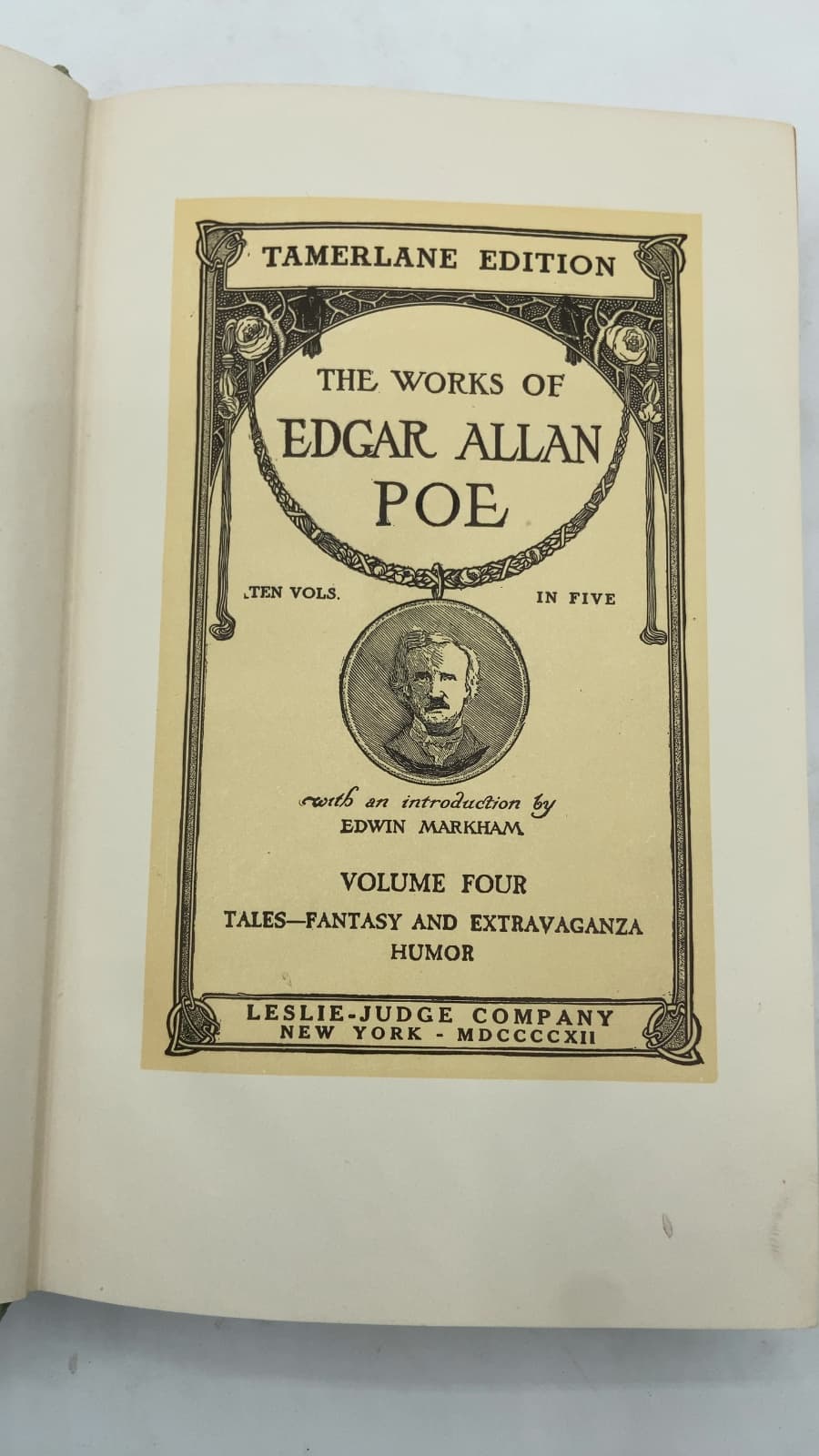 The Works of Edgar Allan Poe, Volume Four: Tales—Fantasy and Extravaganza, Humor (Tamerlane Edition) by Edgar Allan Poe - title page