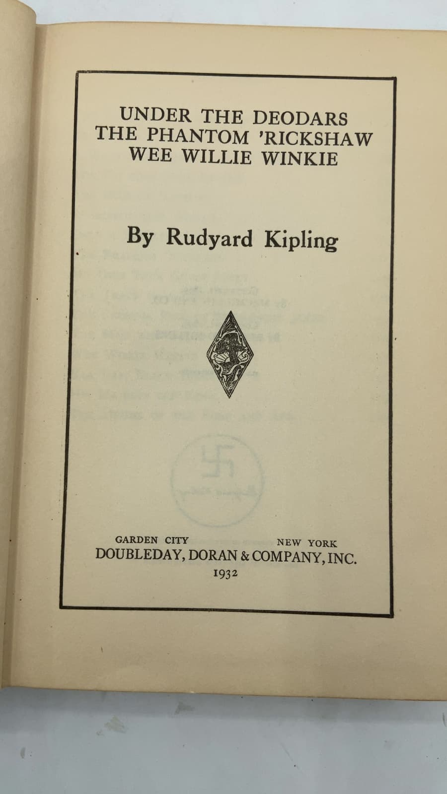 Under the Deodars / The Phantom 'Rickshaw / Wee Willie Winkie by Rudyard Kipling - title page