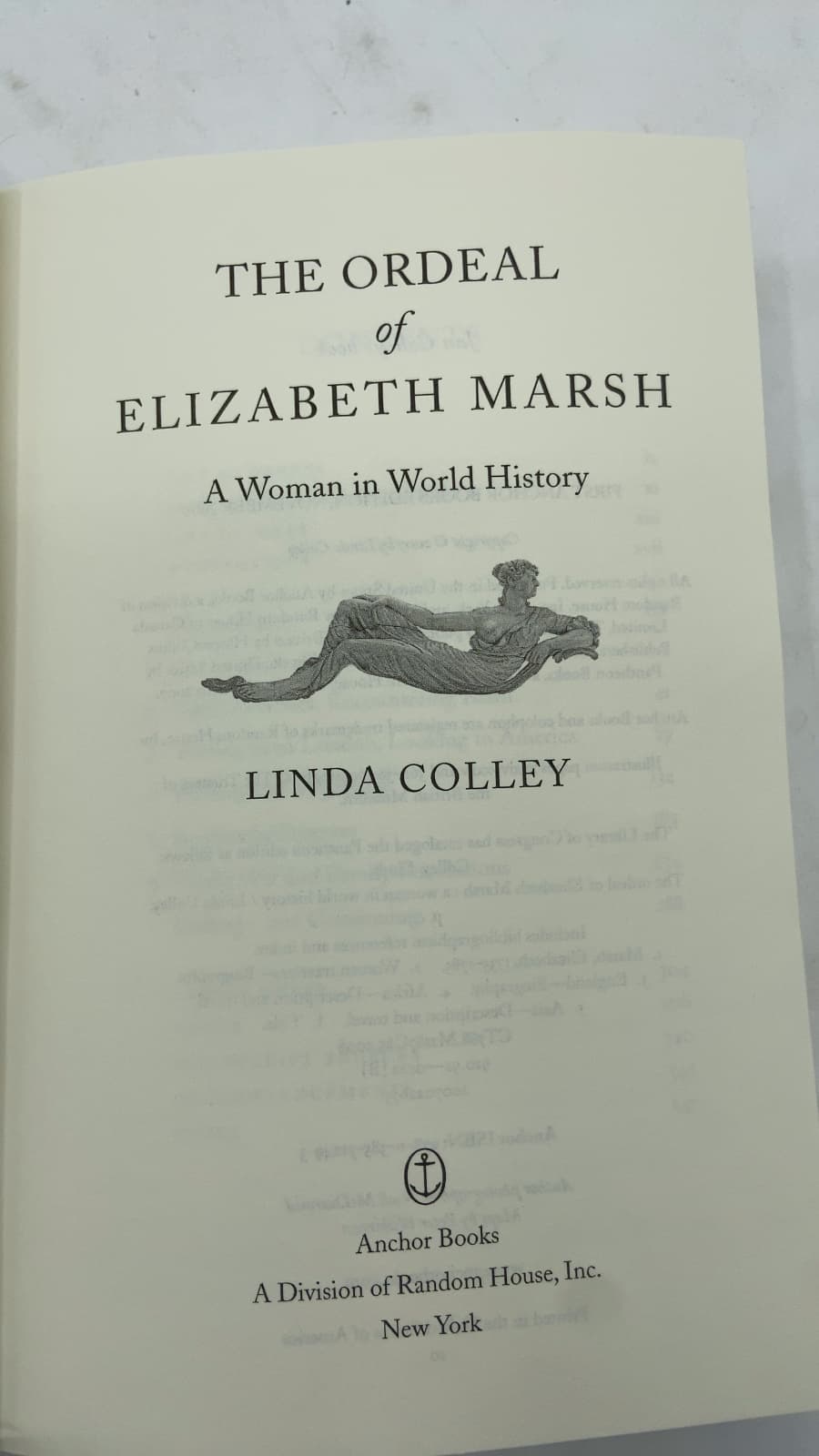The Ordeal of Elizabeth Marsh: A Woman in World History by Linda Colley - title page