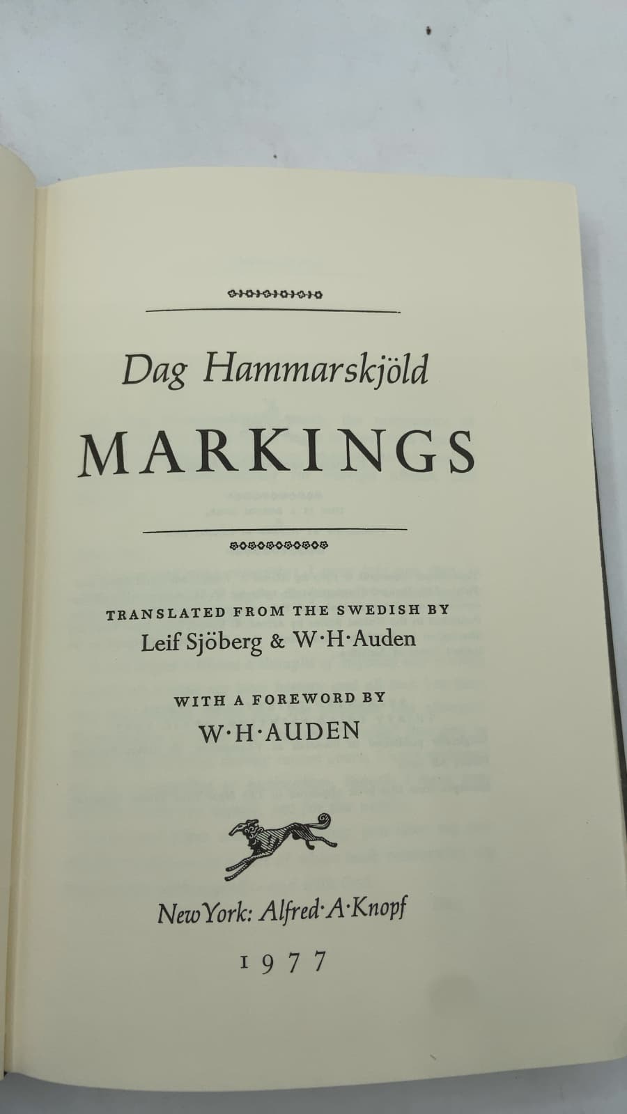 Markings by Dag Hammarskjöld - title page