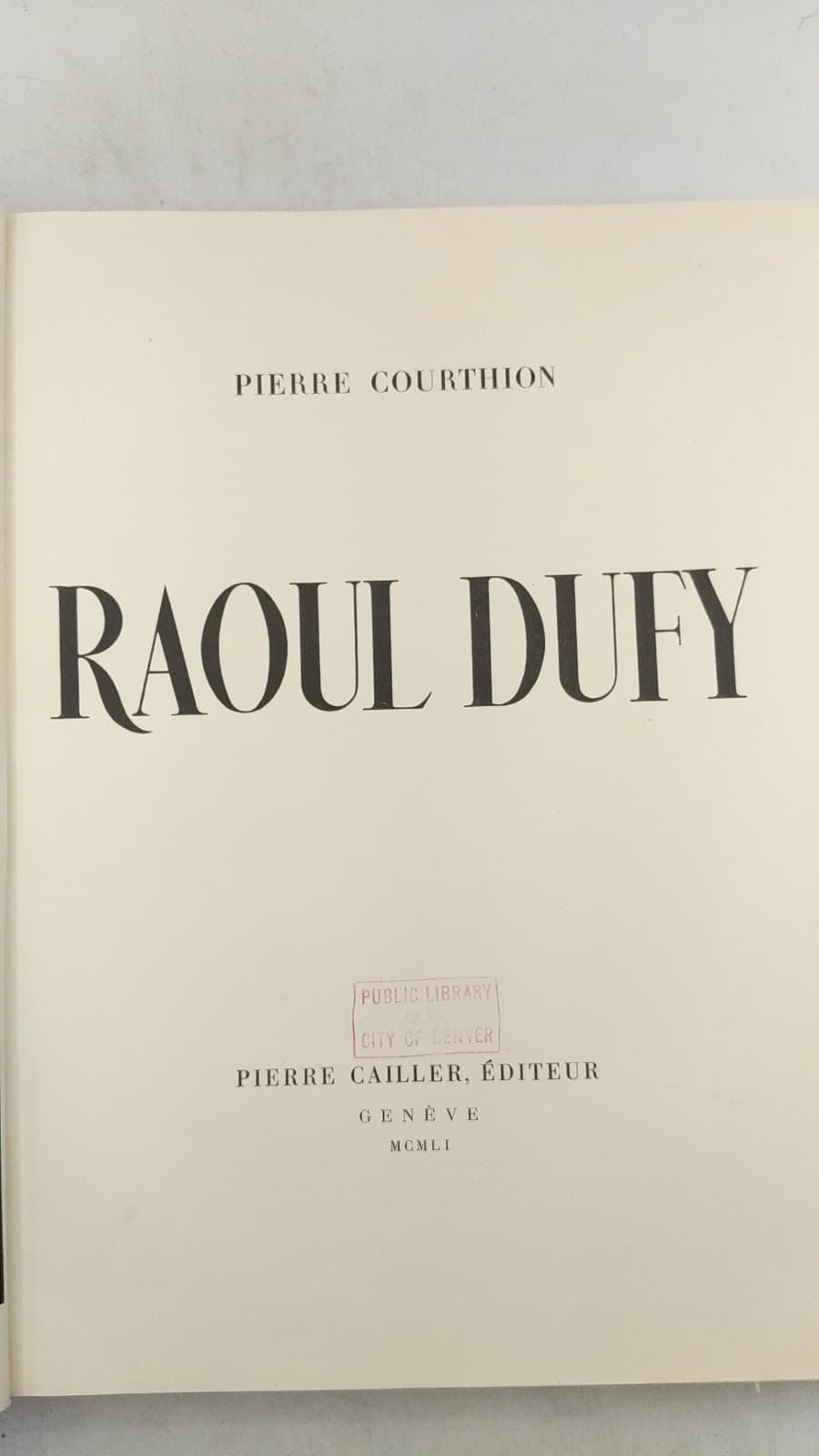 Raoul Dufy by Pierre Courthion - title page