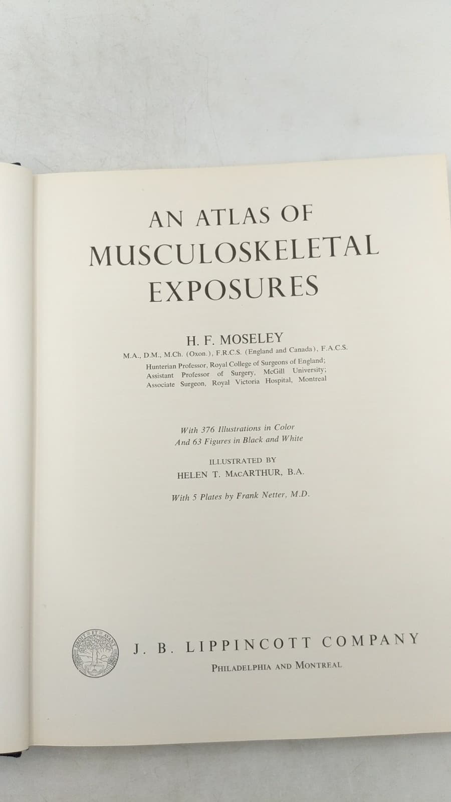An Atlas of Musculoskeletal Exposures by H. F. Moseley - title page