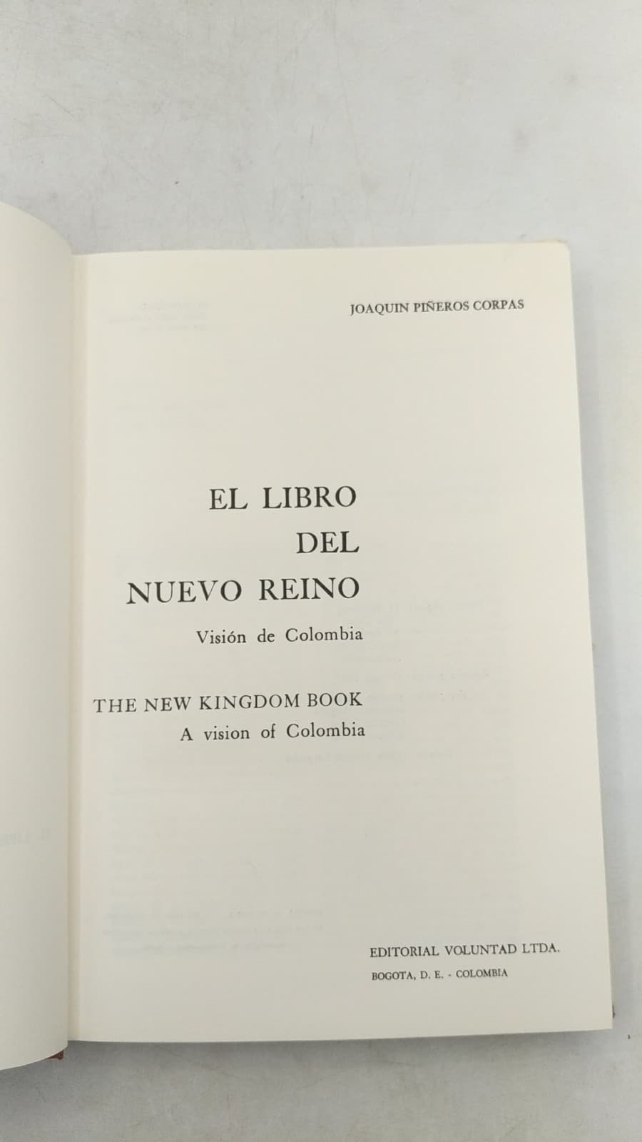 El Libro del Nuevo Reino: Visión de Colombia (The New Kingdom Book: A Vision of Colombia) by Joaquín Piñeros Corpas - title page