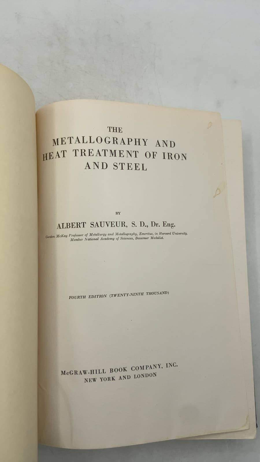 The Metallography and Heat Treatment of Iron and Steel by Albert Sauveur - title page