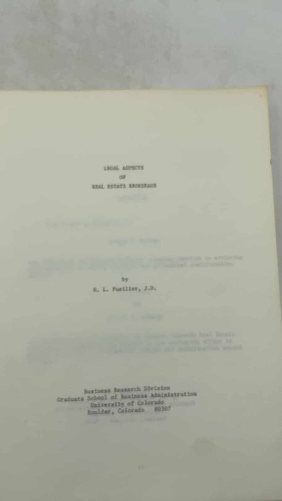 Legal Aspects of Real Estate Brokerage by H. L. Fusilier - title page