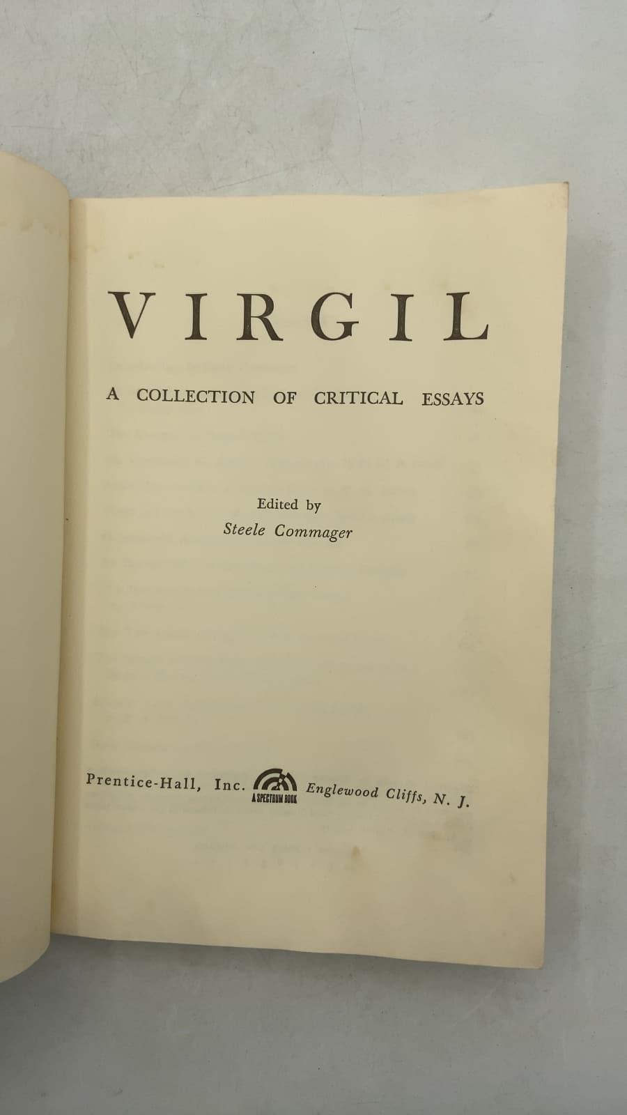 Virgil: A Collection of Critical Essays by Steele Commager - title page