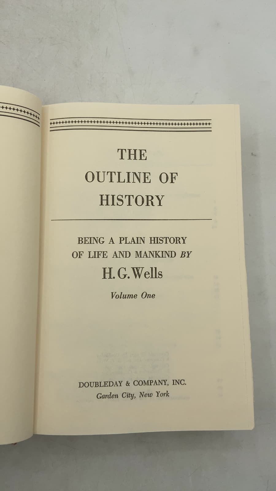 The Outline of History: Being a Plain History of Life and Mankind, Volume One by H. G. Wells - title page