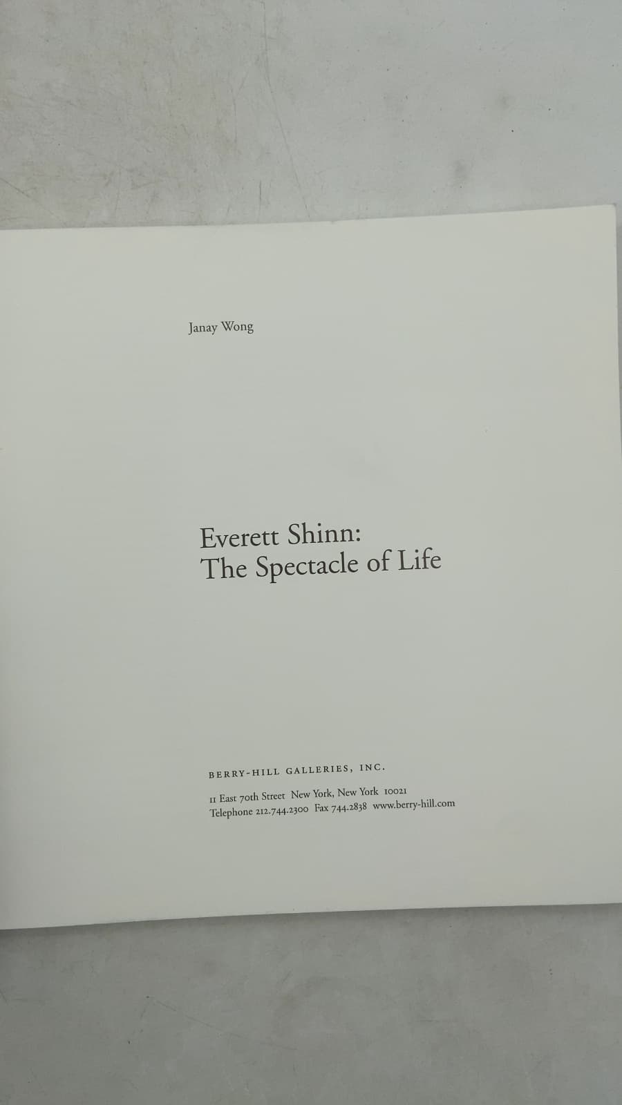 Everett Shinn: The Spectacle of Life by Janay Wong - title page