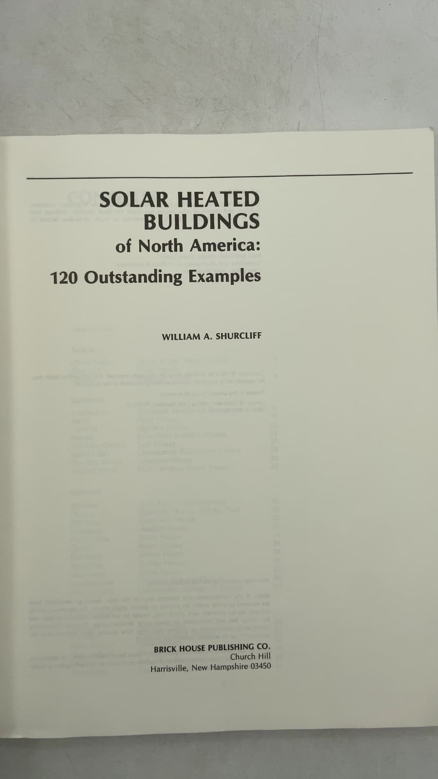 Solar Heated Buildings of North America: 120 Outstanding Examples by William A. Shurcliff - title page