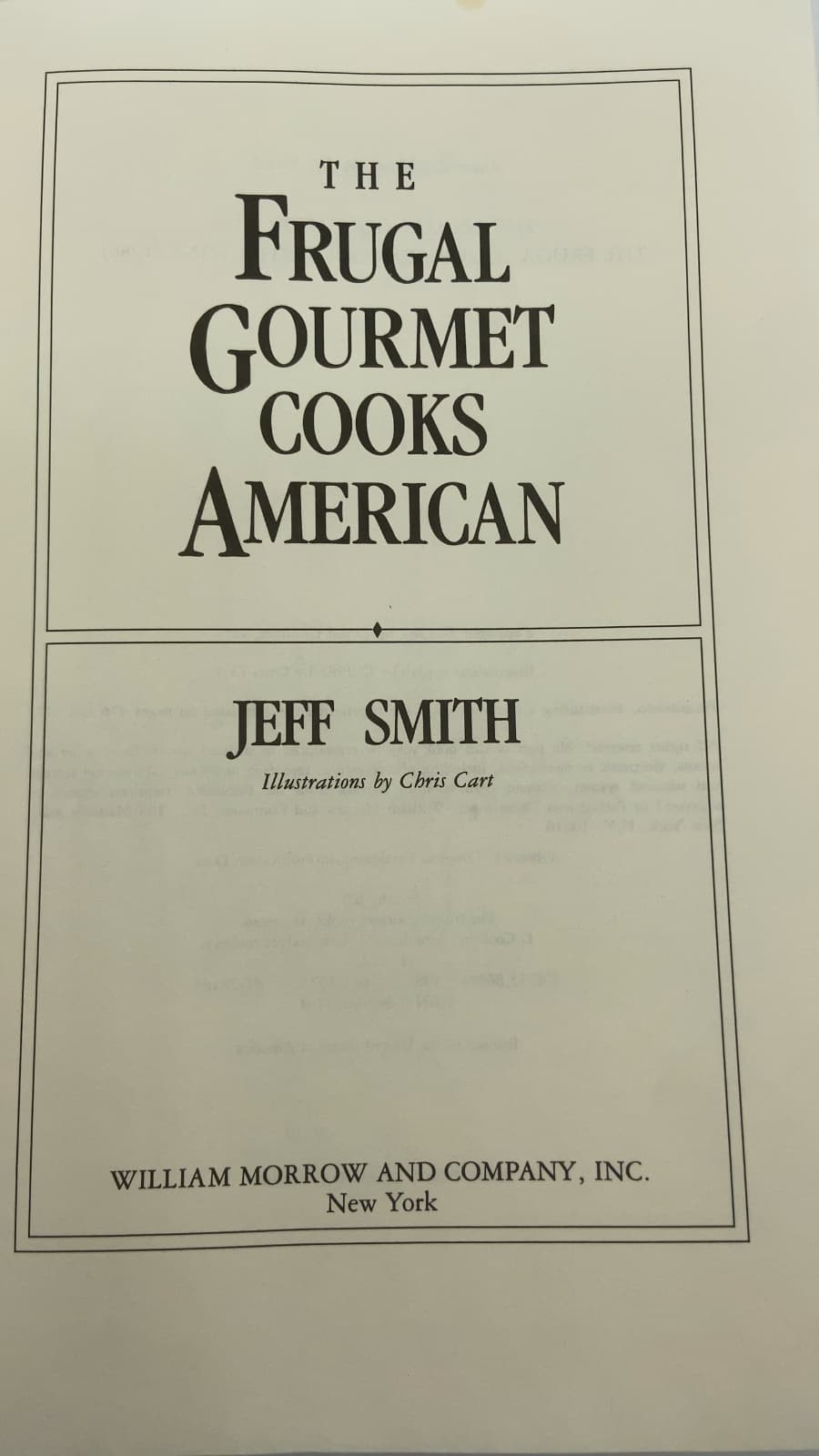 The Frugal Gourmet Cooks American by Jeff Smith - title page