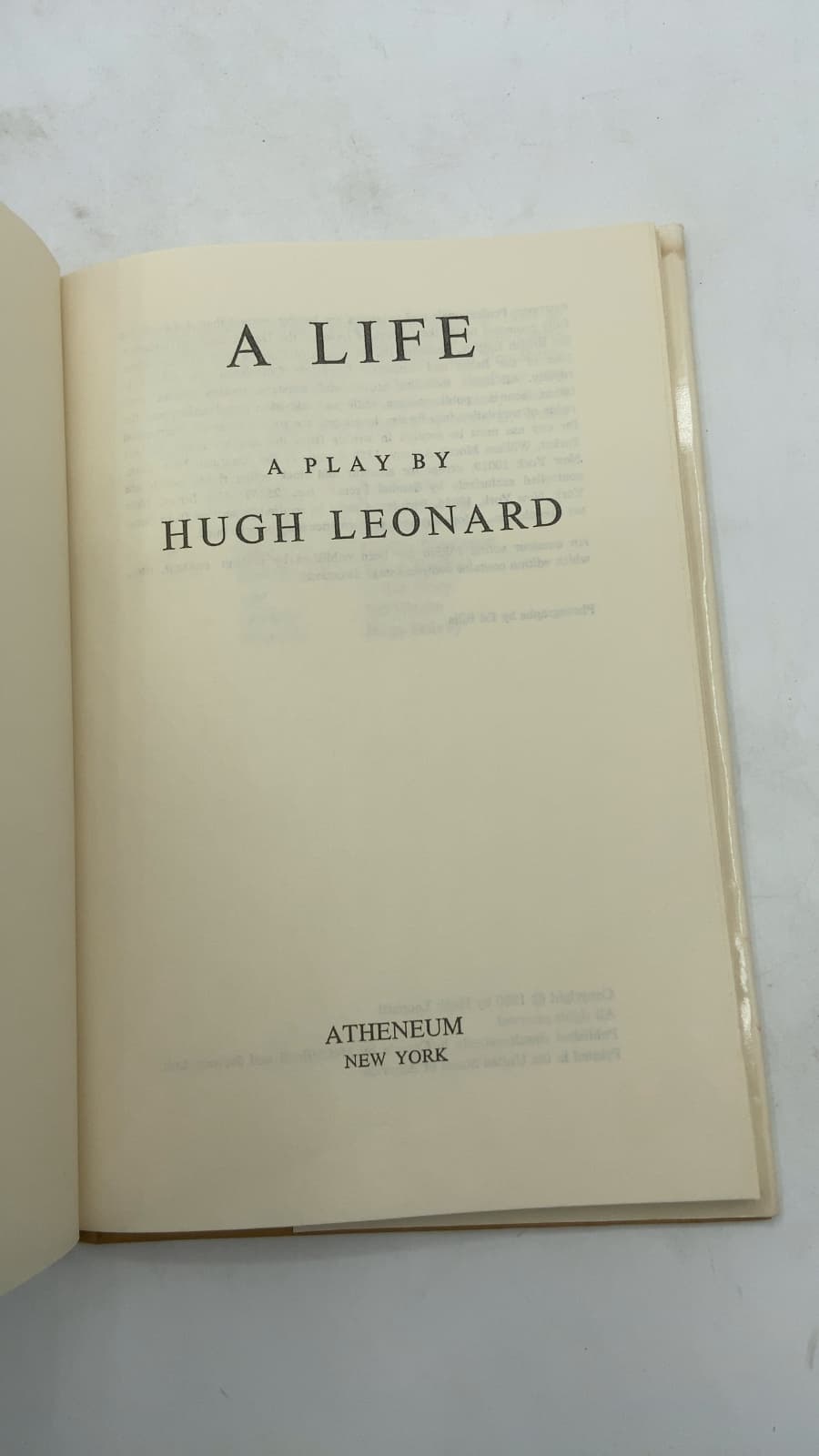 A Life by Hugh Leonard - title page