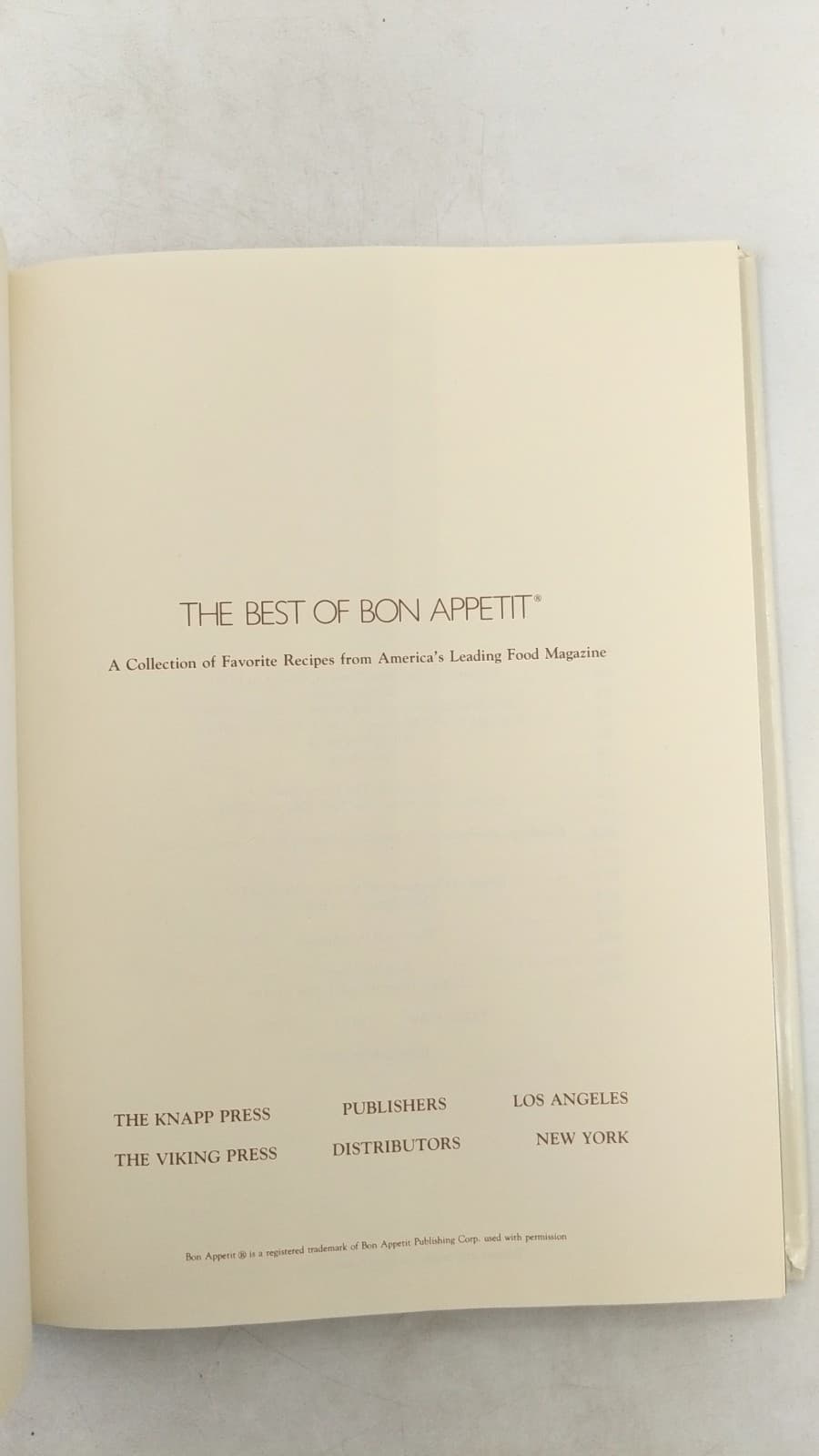 The Best of Bon Appetit - title page