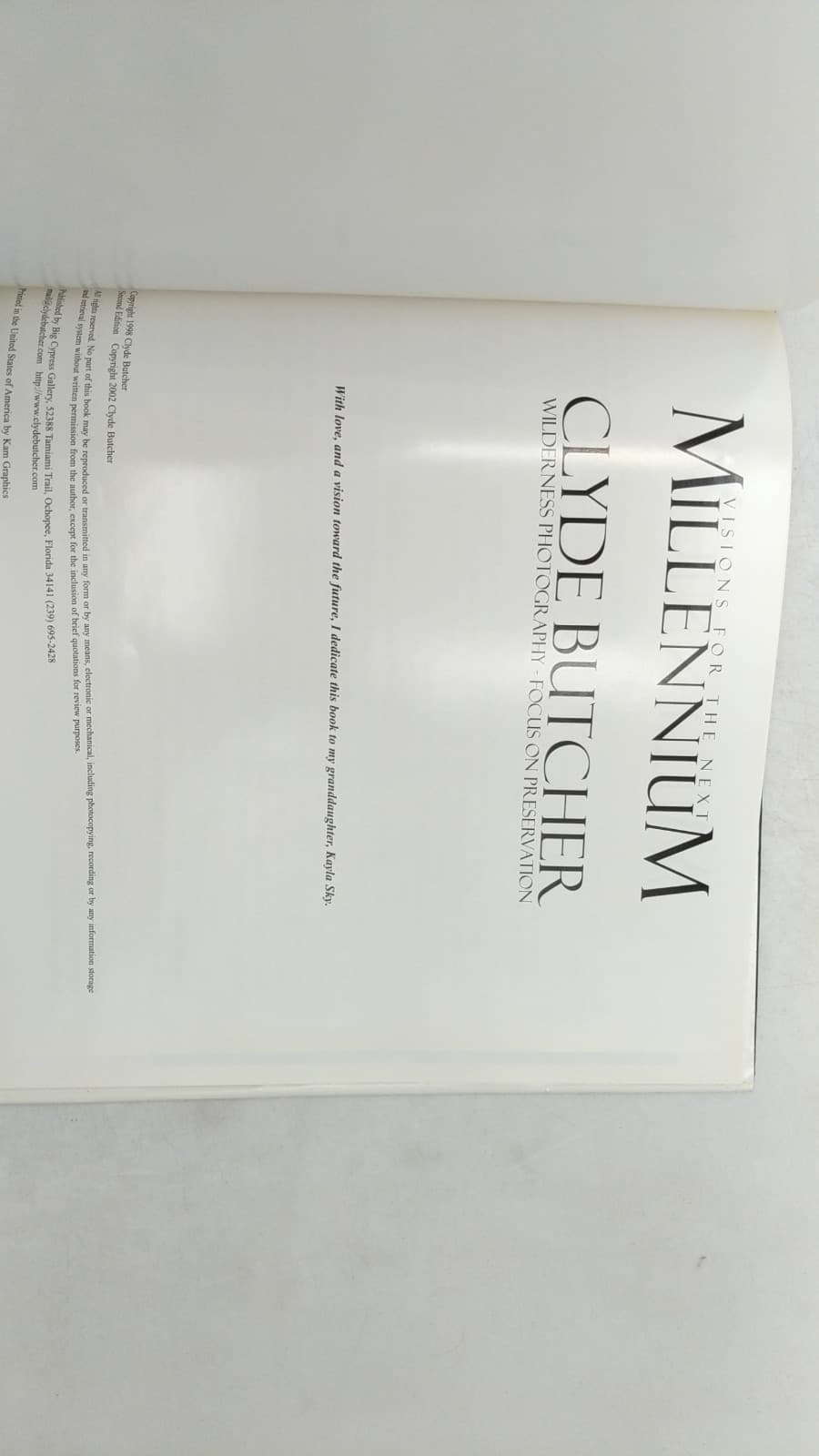 Visions for the Next Millennium: Wilderness Photography - Focus on Preservation by Clyde Butcher - title page